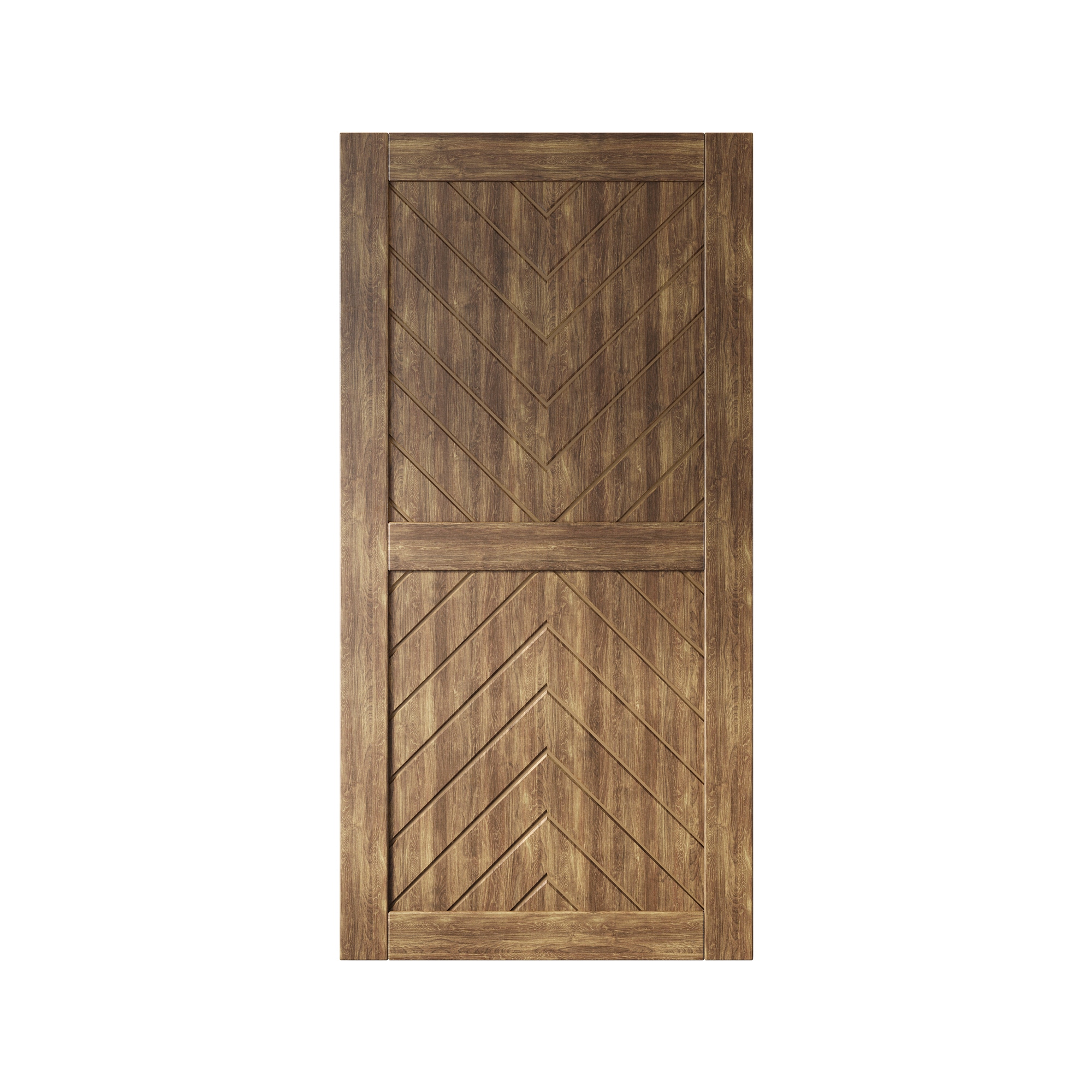 HOMACER JT4-3280-WA 32-in x 80-in Dark Walnut Herringbone Pine Wood Solid core Single Barn Door (Hardware Not Included)