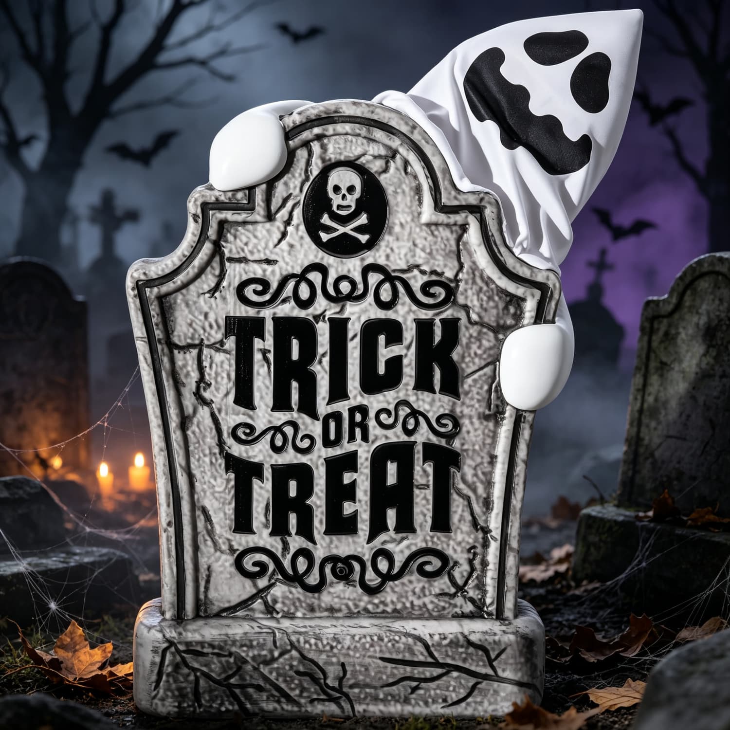 OGETFUUR 14in Motion-activated Halloween Animatronics Tombstone with Pop-up Ghost Glowing Eyes Creepy Voice Scary Halloween Decorations for Haunted House Yard Porch Indoor Outdoor Battery Not Included