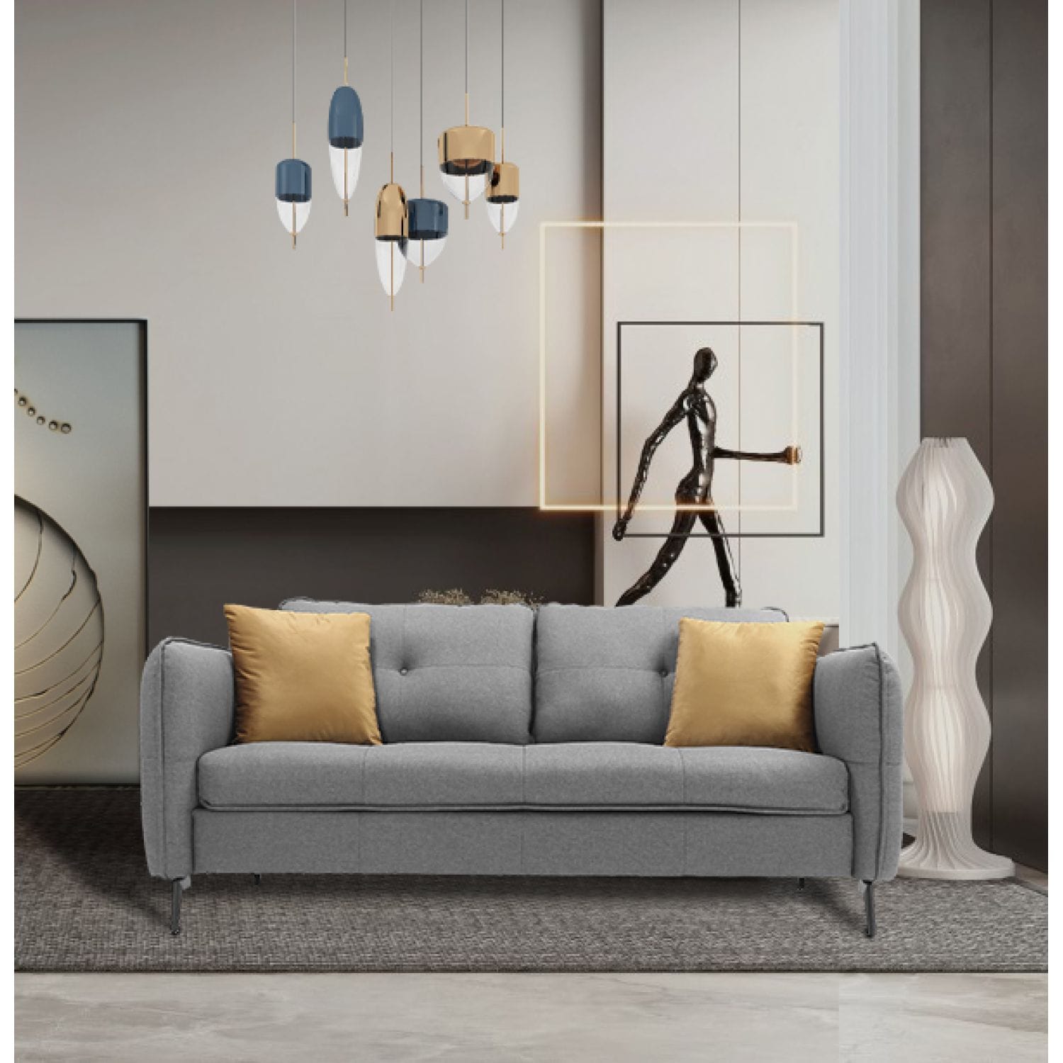 JASMODER W223S01510 34.6-in Modern Gray Polyester/Blend Sofa