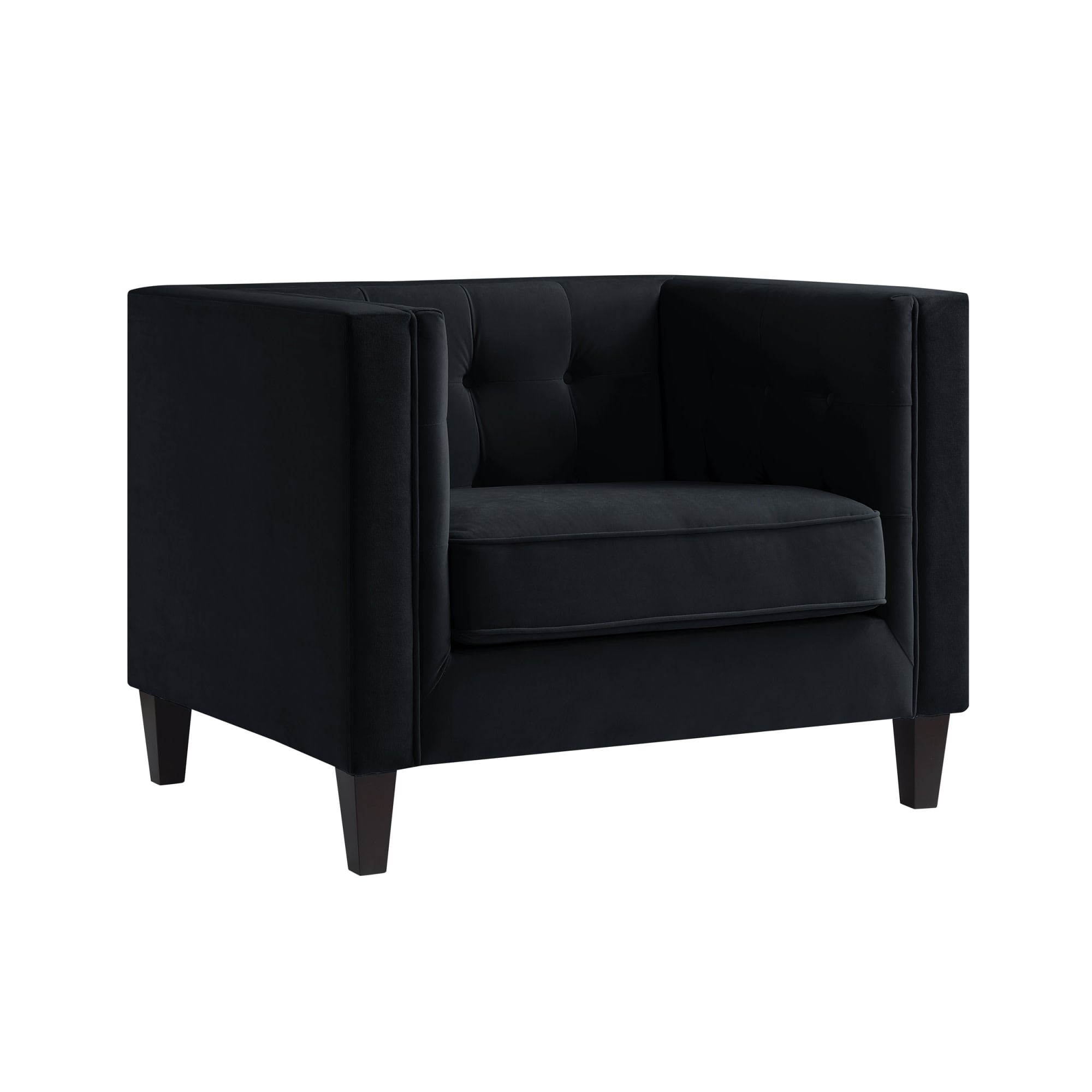 Inspired Home CC101-02BK-LS Miah Modern Black Velvet Club Chair