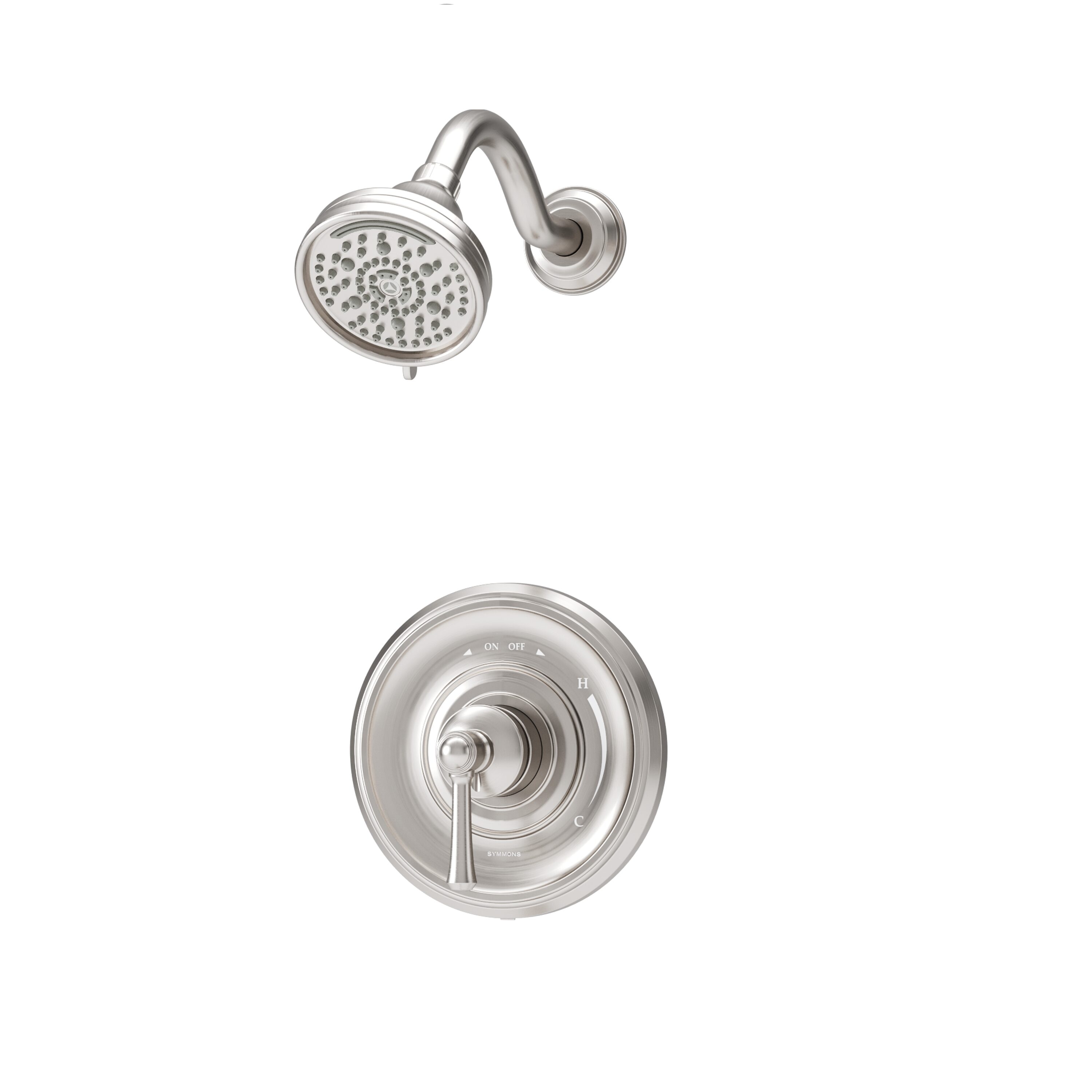 Symmons 5891STN15TRM Braston Satin Nickel 1-handle Multi-function 4.07-Inches Round Shower Faucet