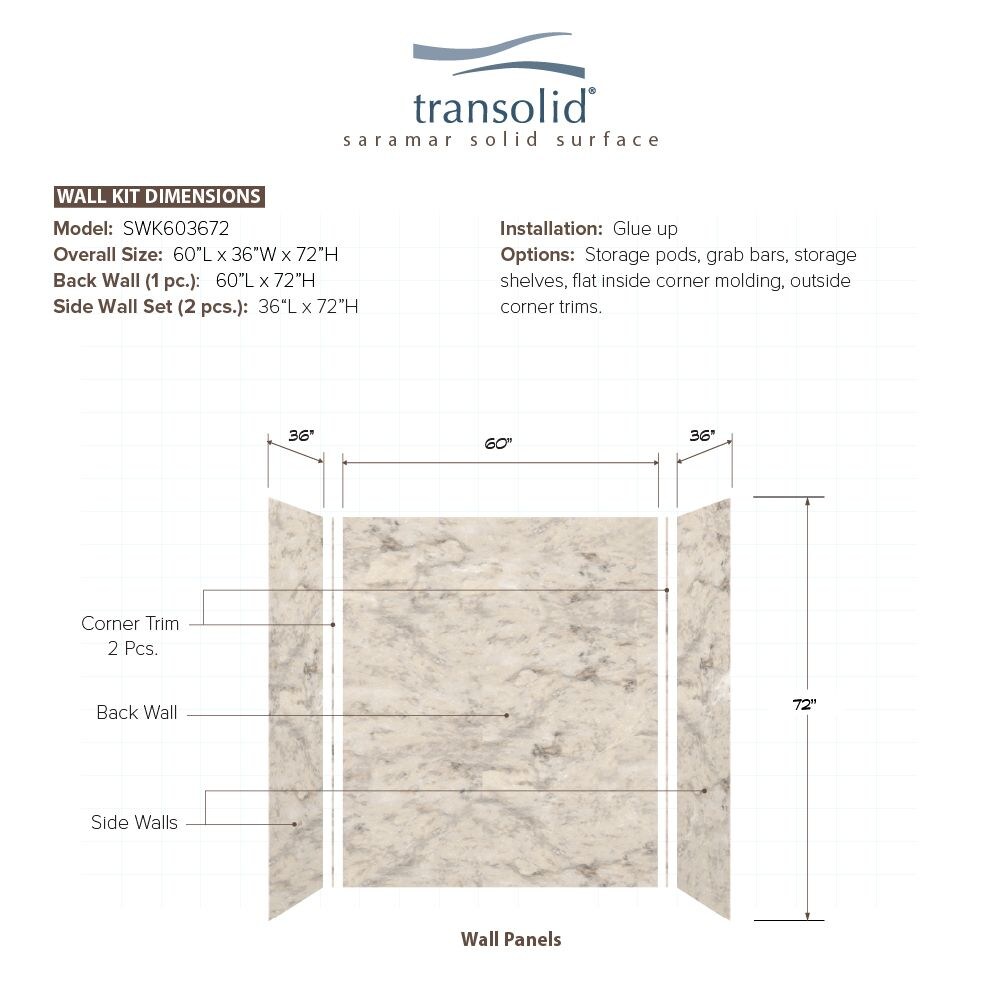 Transolid SWK603672-49V Shower-Wall-Surrounds - View #5