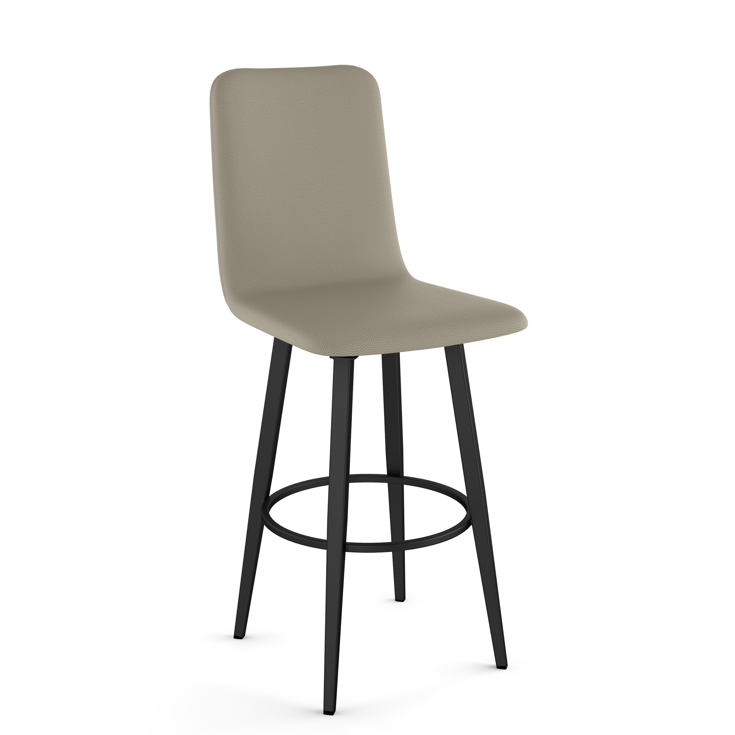 Amisco Watson Greige Faux Leather Black Metal 29.25 in H Bar height Upholstered Swivel Metal Bar Stool Back 44533 30WE 1B25GTF4 at Lowes