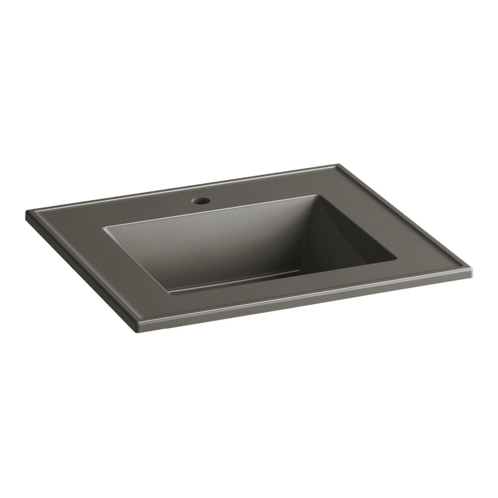 Ceramic/Impressions 25 in. Single Faucet Hole Vitreous China Vanity Top with Basin in White Impressions