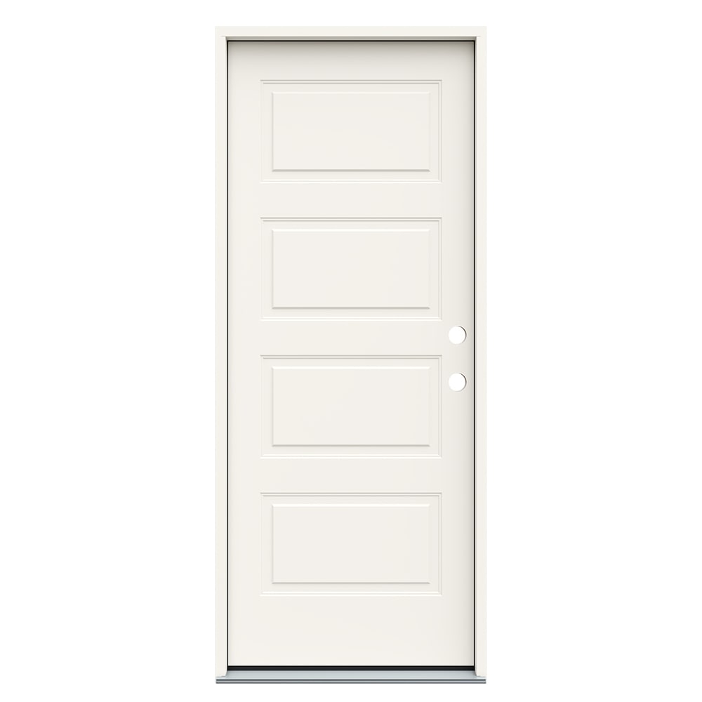 JELD-WEN JWPRO250500021 32-in x 80-in x 4-9/16-in Steel No glass Left-hand inswing Primed Prehung Front Door Insulating core