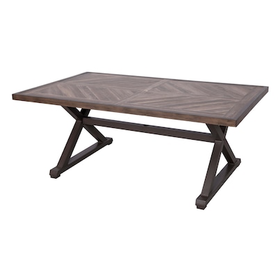 Allen Roth Everett Manor Rectangle, Outdoor Farmhouse Dining Table With Umbrella Hole