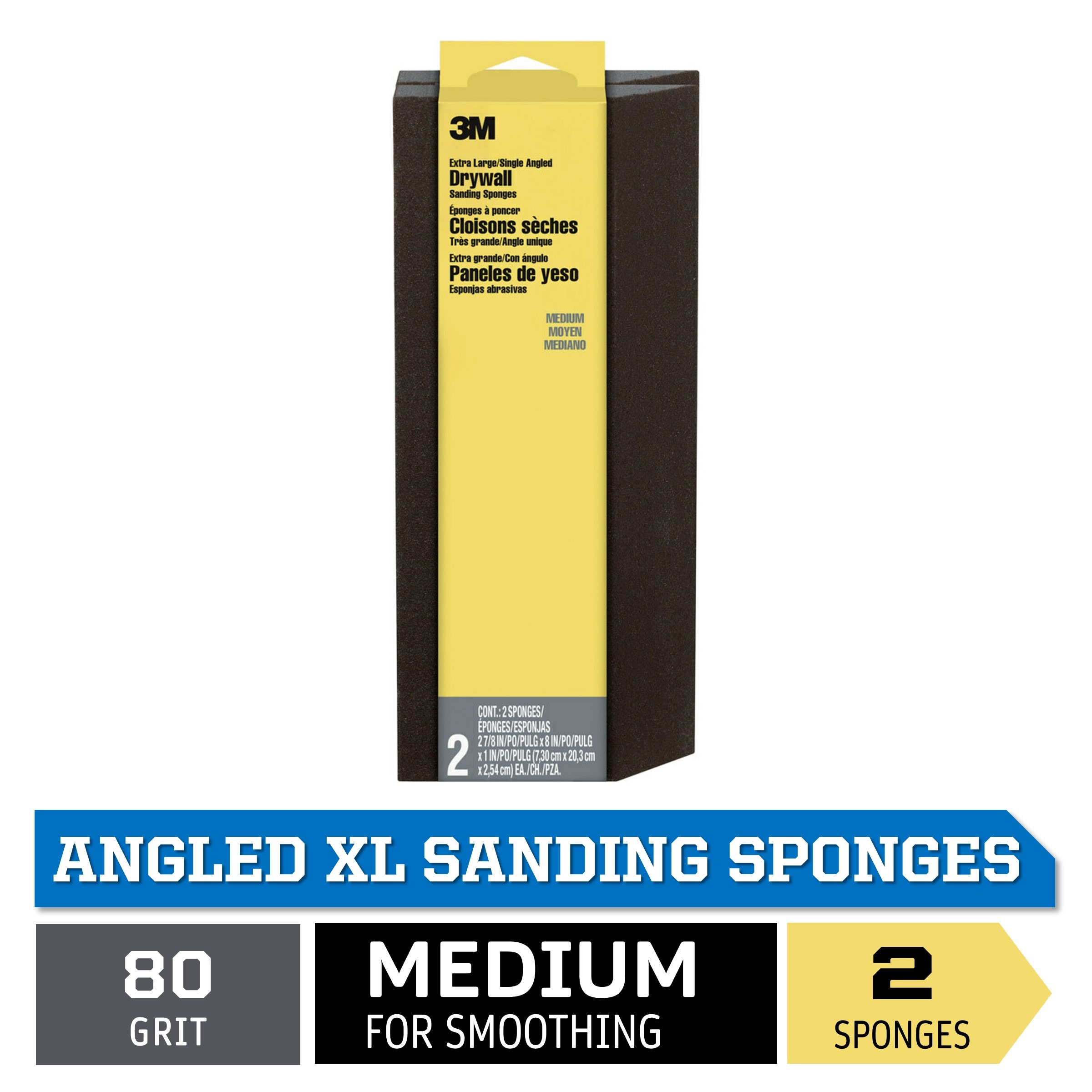 3M Drywall Sanding Sponge 19093, Dual Grit Block, 2 5/8 in x 3 3/4