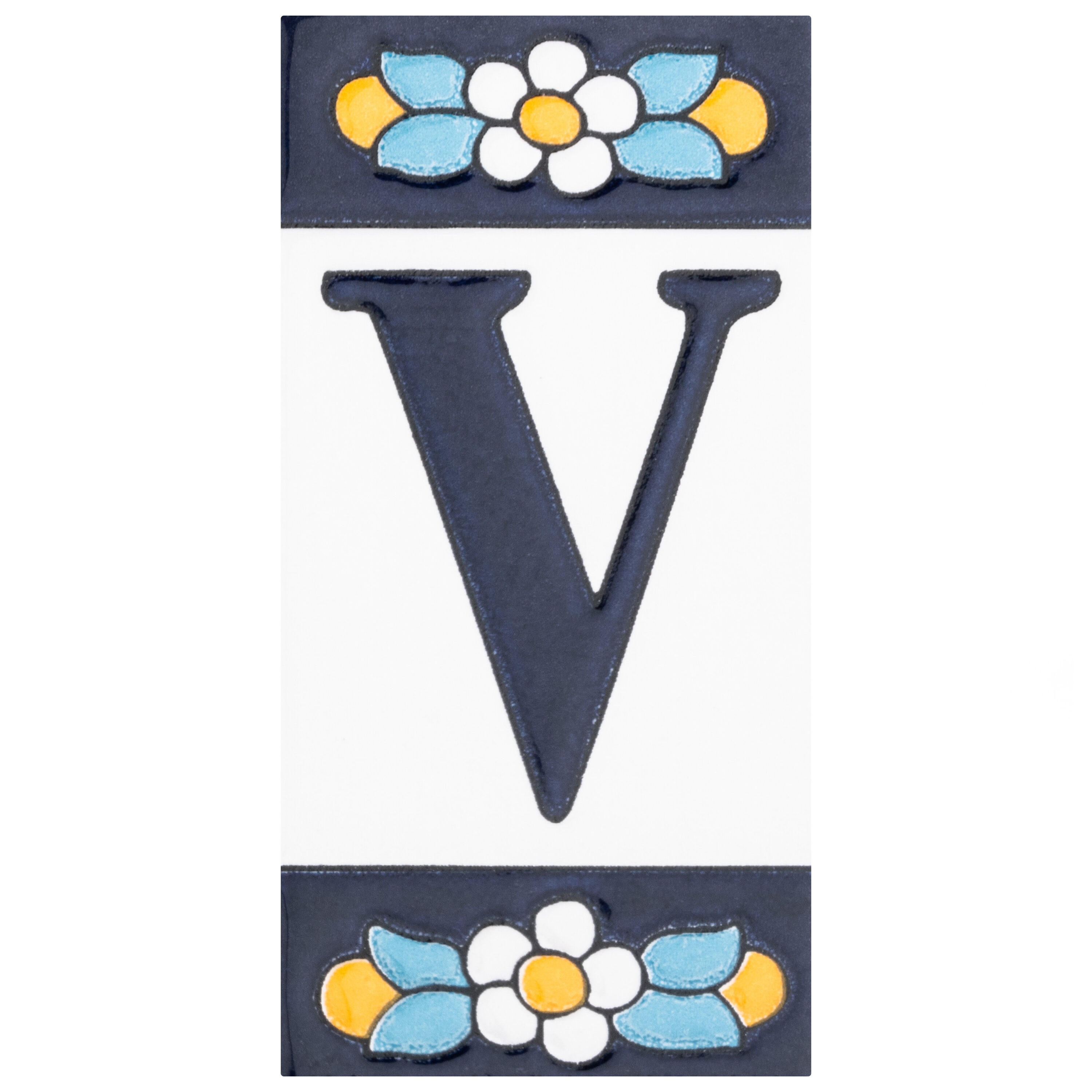 Affinity Tile Sevillano Flora Address Letters V Glossy Ceramic Sill Tile