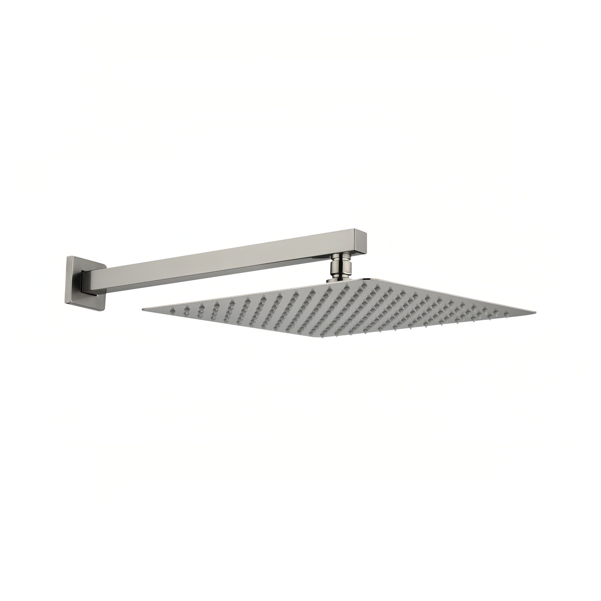 Numhew 12in W 1-Function Brushed Nickel Square Wall Mount Rainfall Shower Head