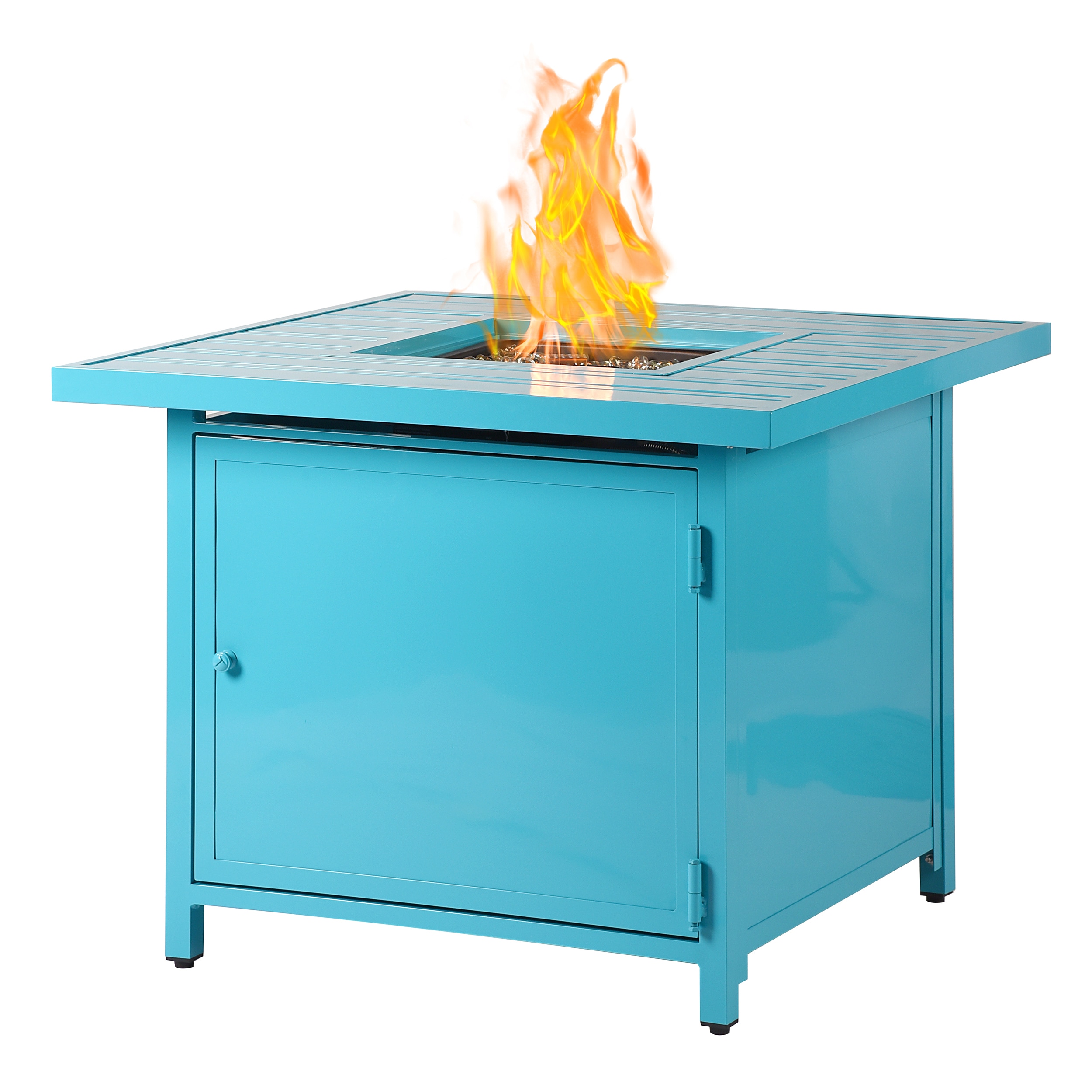 Oakland Living CHOLULA-FPT-BLUE 32-in W Blue Portable Aluminum Square Liquid propane Fire pit table