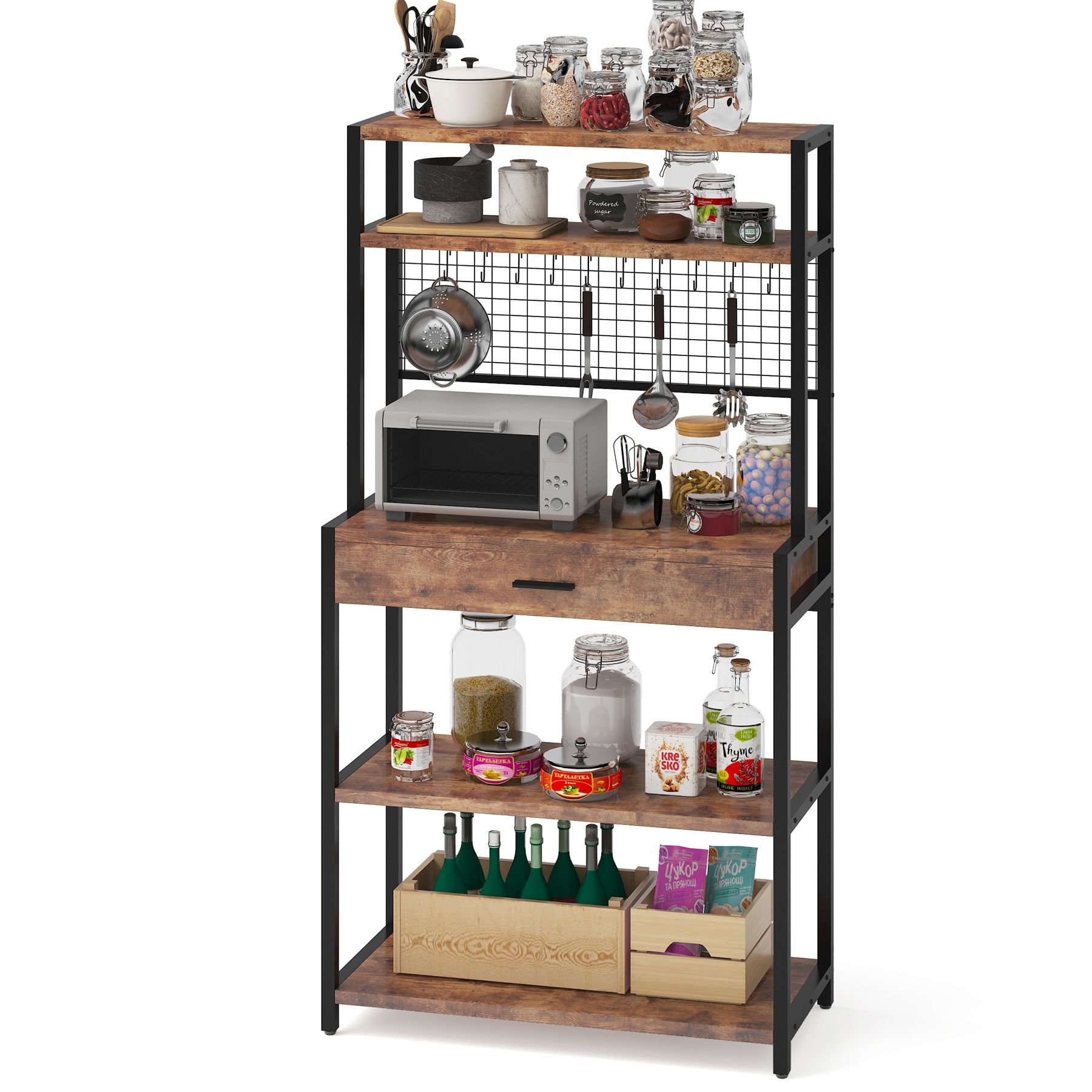 Origin 21 Brown Mdf Base with Faux Marble Top Rolling Kitchen Island  (35.75-in x 18-in x 35-in) in the Kitchen Islands & Carts department at