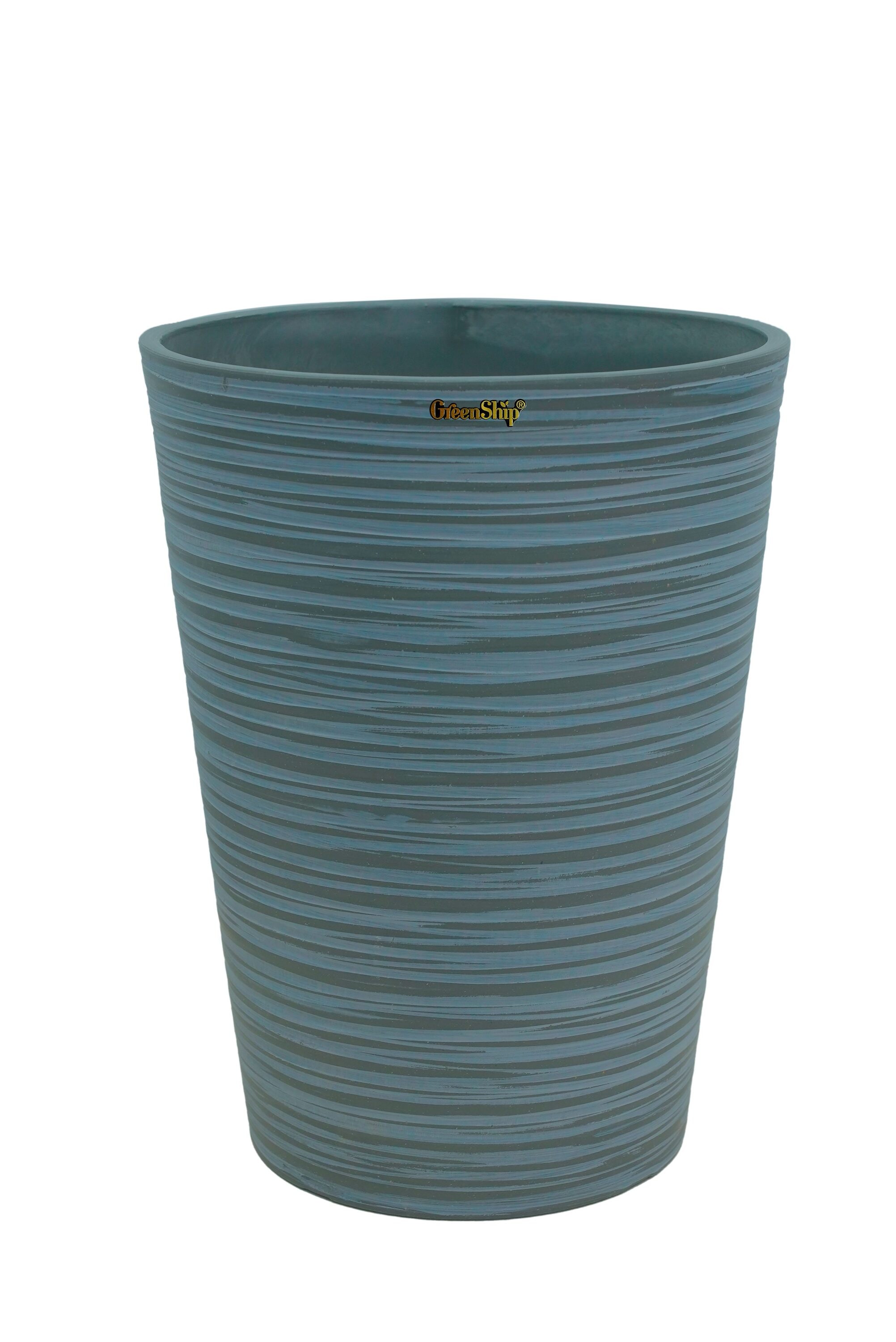Greenship K2-11TH30BS Round 12.2-in W Large Blue Resin Indoor/Outdoor Planter