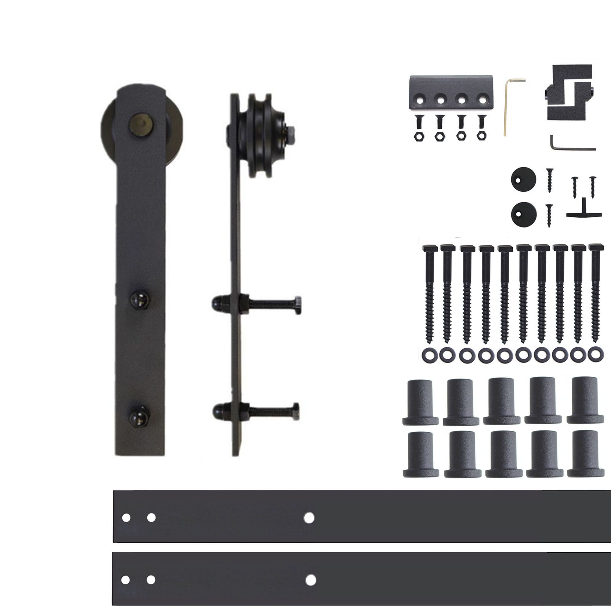 HOMACER 54-in Brushed Nickel Indoor J-strap Double Barn Door Hardware Kit YT2DNZ054C Sansujyuku sansujyuku.com