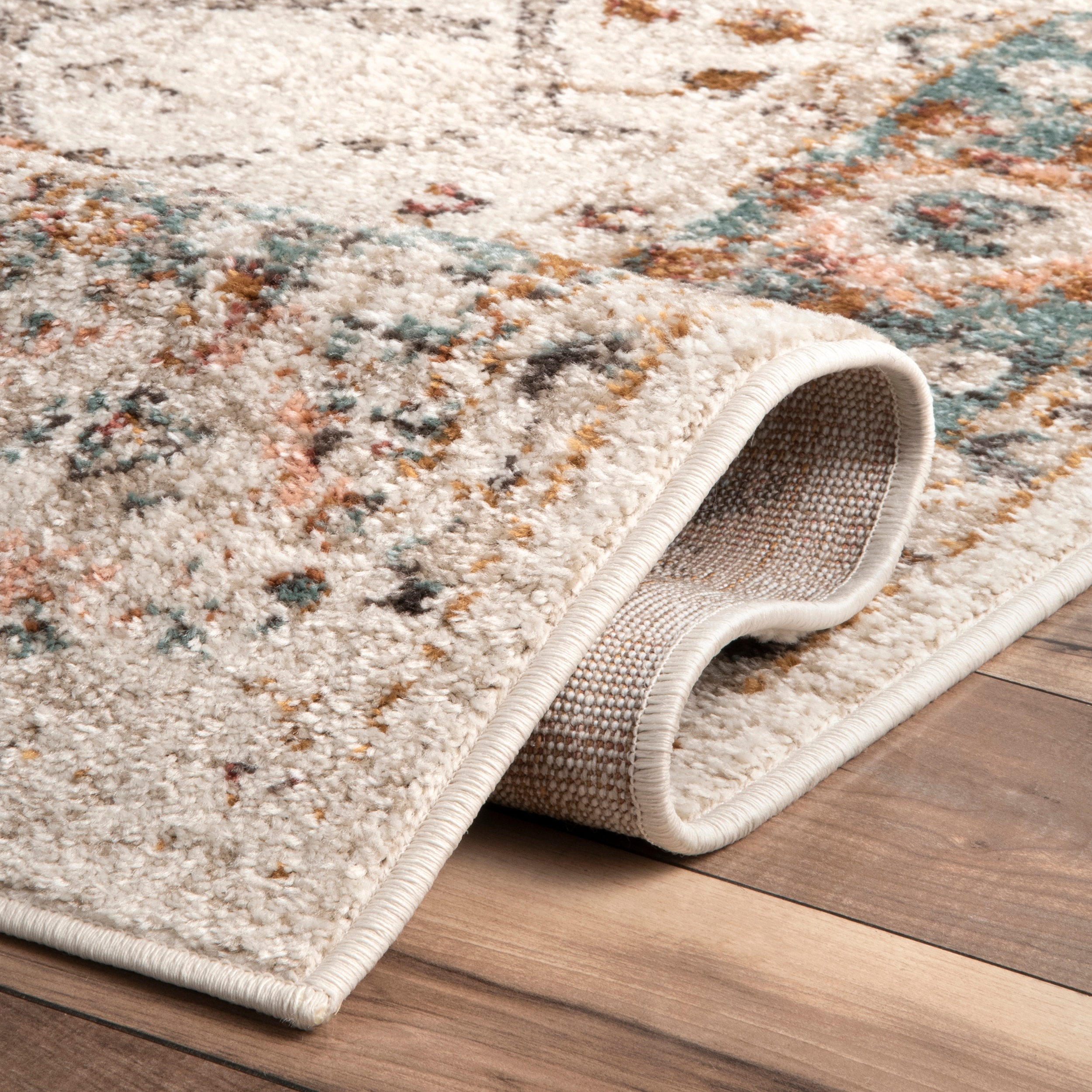 nuLOOM 6 x 9 Beige Indoor Distressed/Overdyed Vintage Area Rug in the ...