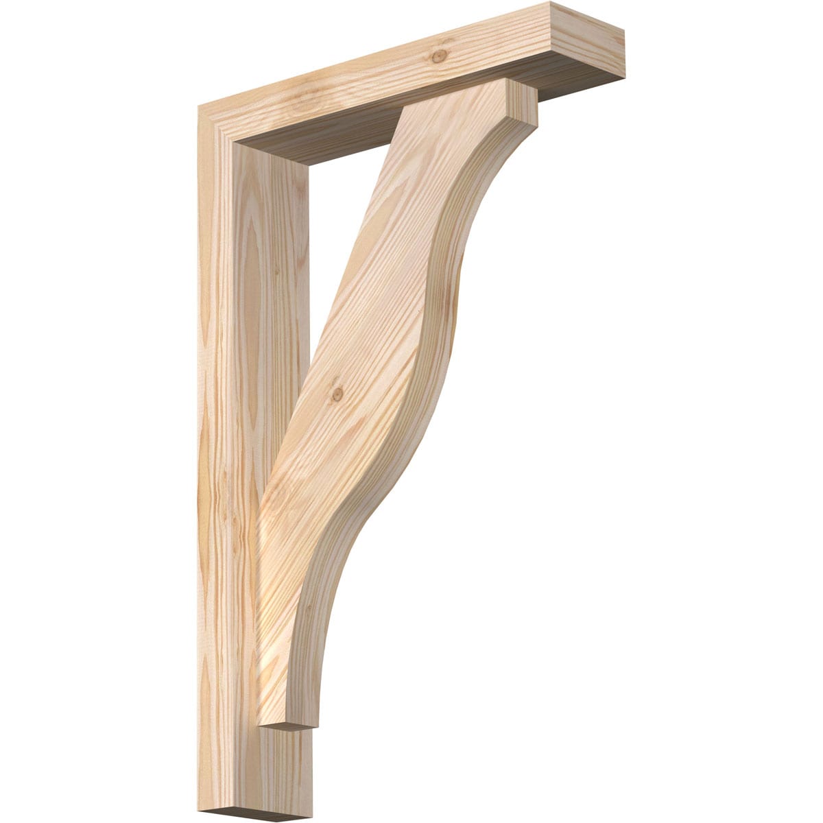 Ekena Millwork 1462507 Funston Block Smooth Bracket with Offset Brace 3-1/2-in x 14-in x 22-in Douglas fir Brown Wood Standard bracket
