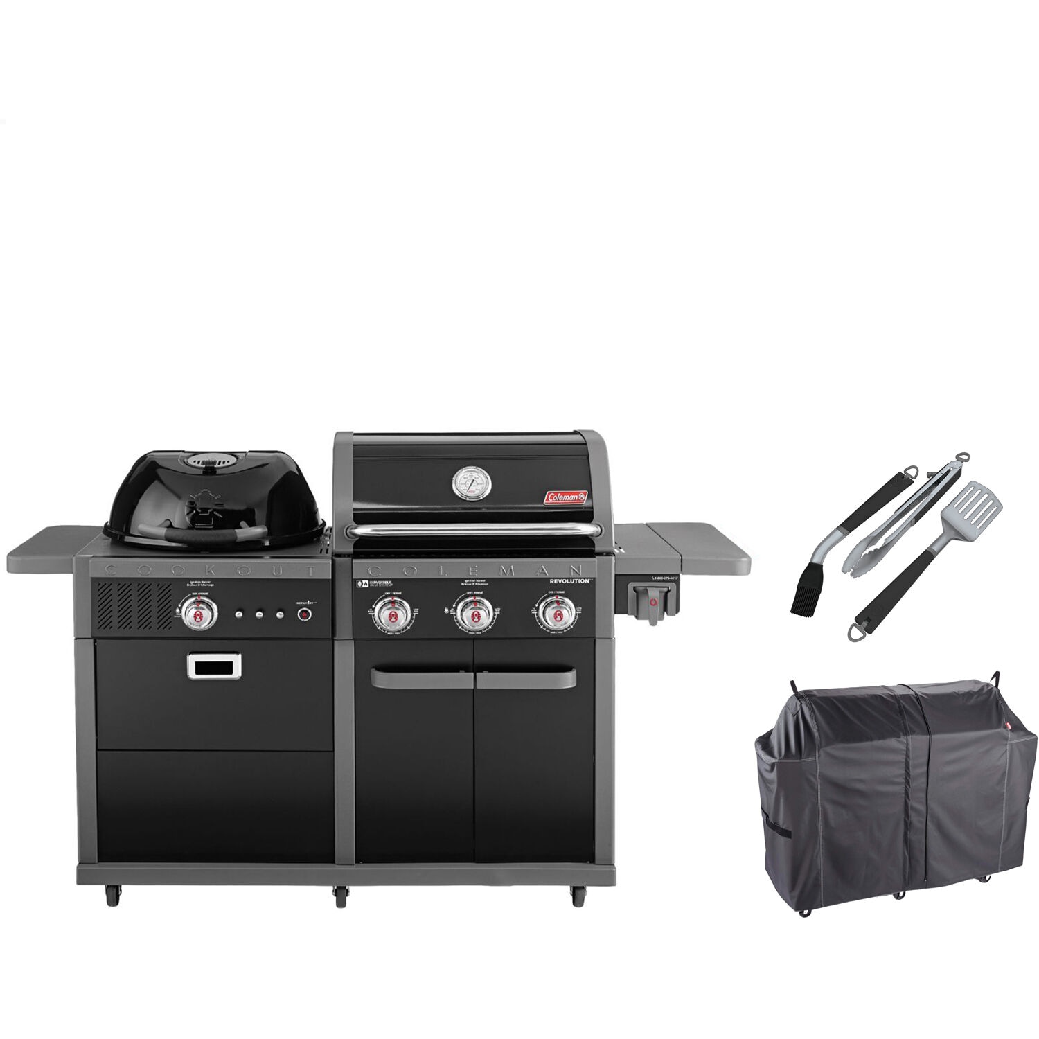 Coleman RV-601BBQ-3-KIT Grilling Kit Black 3 -Burner Liquid Propane Gas Grill