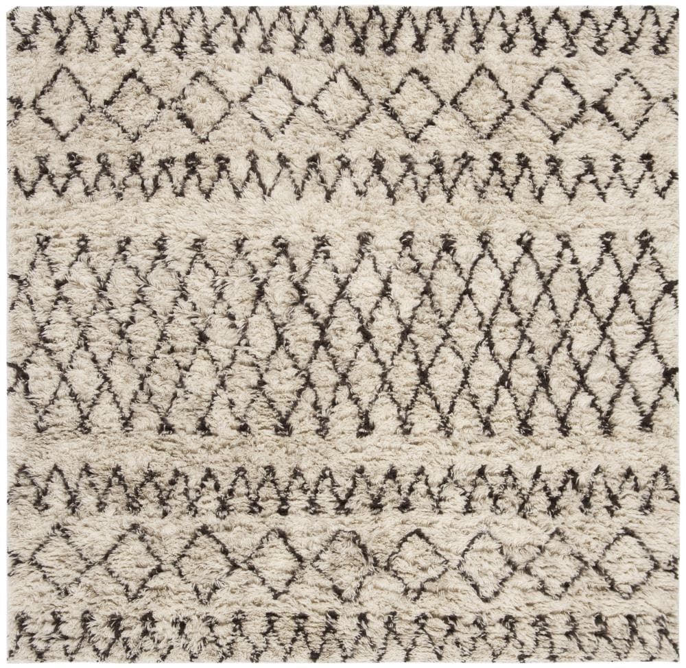 Safavieh CSB860A-6SQ Casablanca Berre 6 x 6 (ft) Tufted Wool Ivory/Gray Square Indoor Abstract Moroccan Area rug