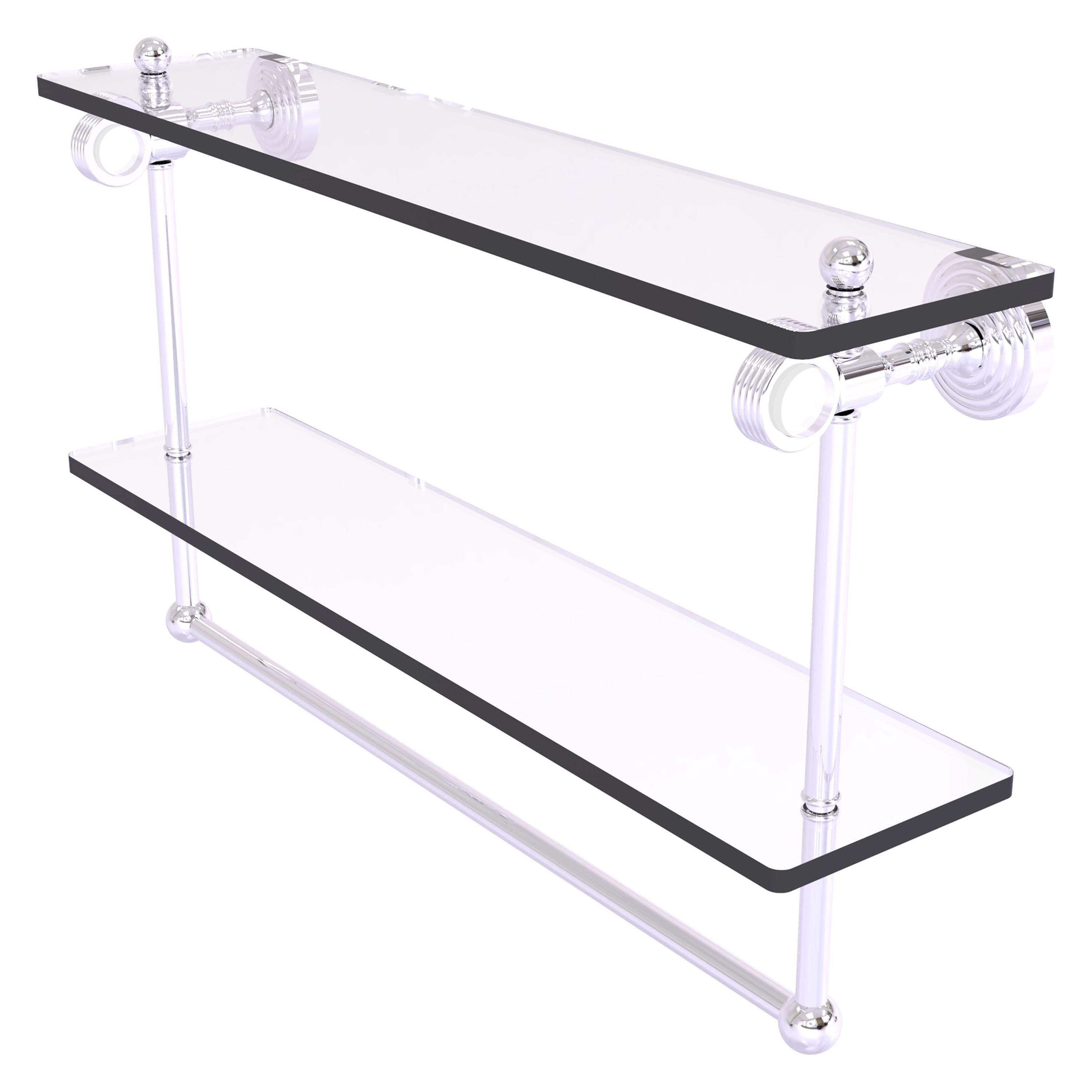 Allied Brass PG-2TBG-22-PC Pacific Grove Polished Chrome 2 -Tier Wall mount Bathroom Shelf ( 22-in x 13-in x 5-in )