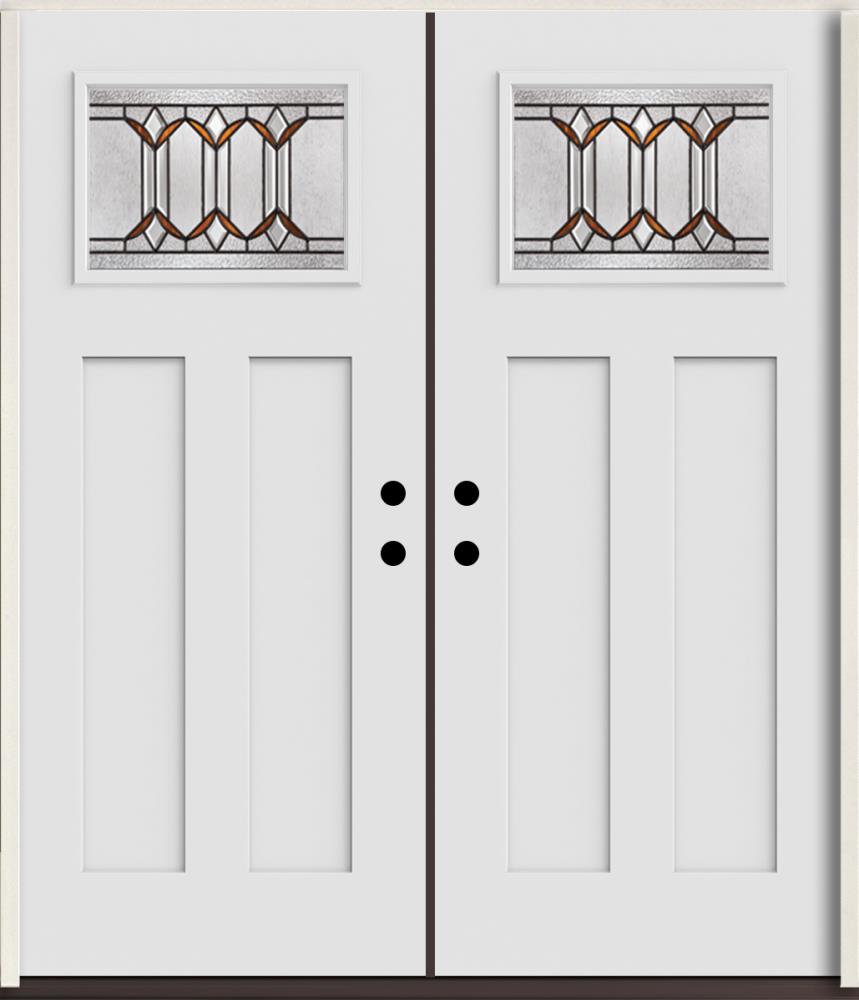 RELIABILT LO963458 Park Hill 72-in x 80-in x 4-5/8-in Fiberglass Craftsman Left-hand inswing Unfinished Unfinished Prehung Double door Front Door Insulating core Decorative glass