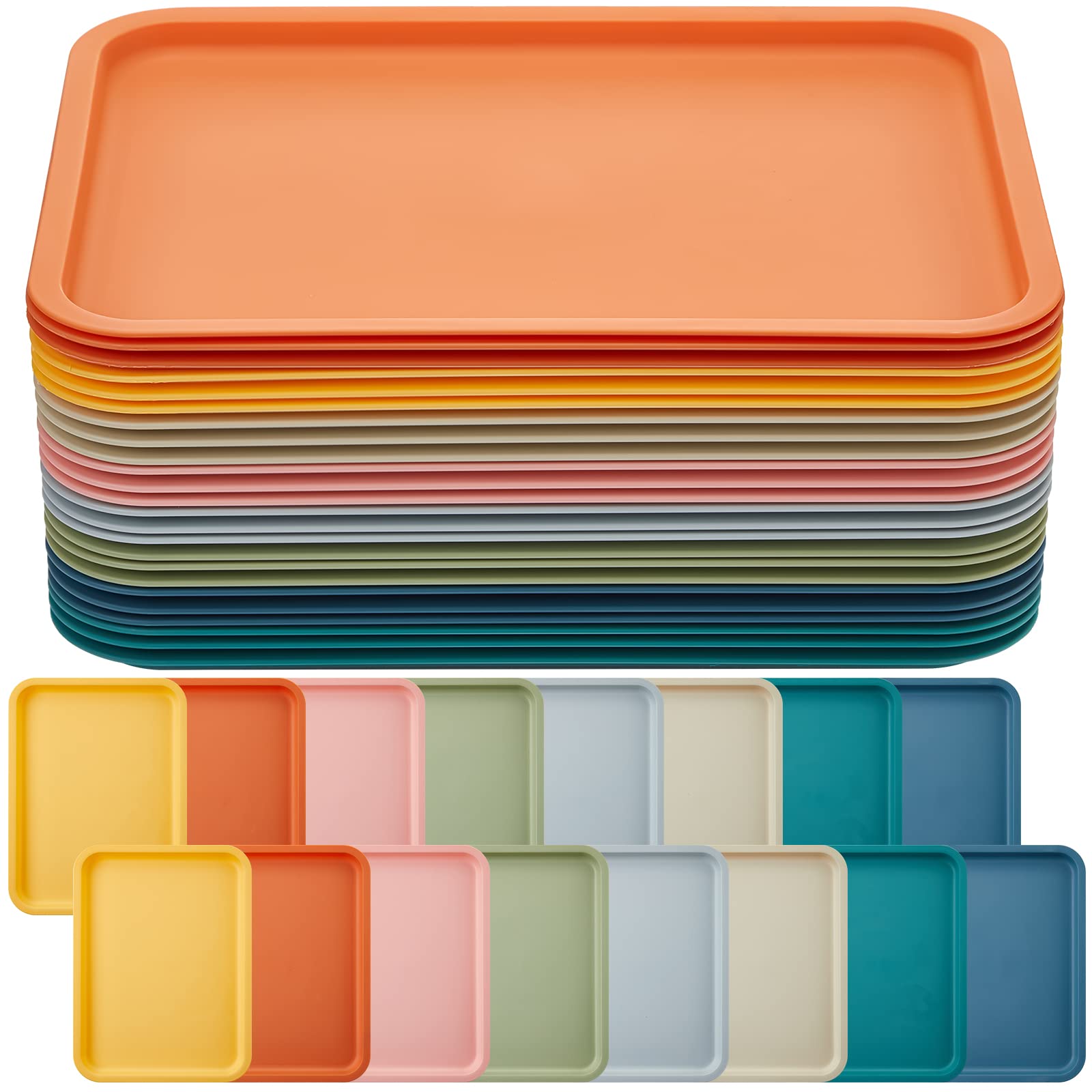 Aoibox 24 Piece Plastic Fast Food Serving Trays 12 2 in W x 9 1 in H x 0 8 in D Rectangular Multicolor Plastic Serving #LABUXOY9