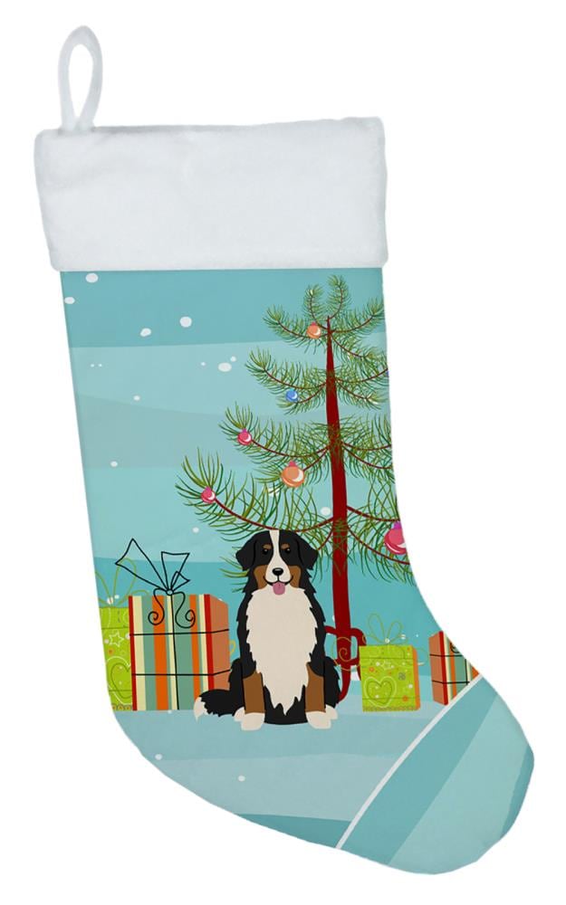 Caroline's Treasures BB4161CS Merry Christmas Tree Bernese Mountain Dog Christmas Stocking