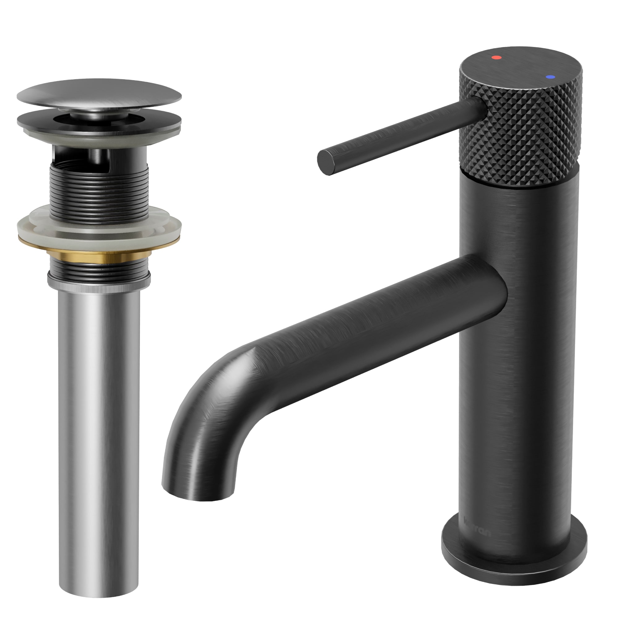 Karran KBF460GG Tryst Gunmetal Grey Single hole 1-handle WaterSense Low-arc Residential Handle Bathroom Sink Faucet with Drain