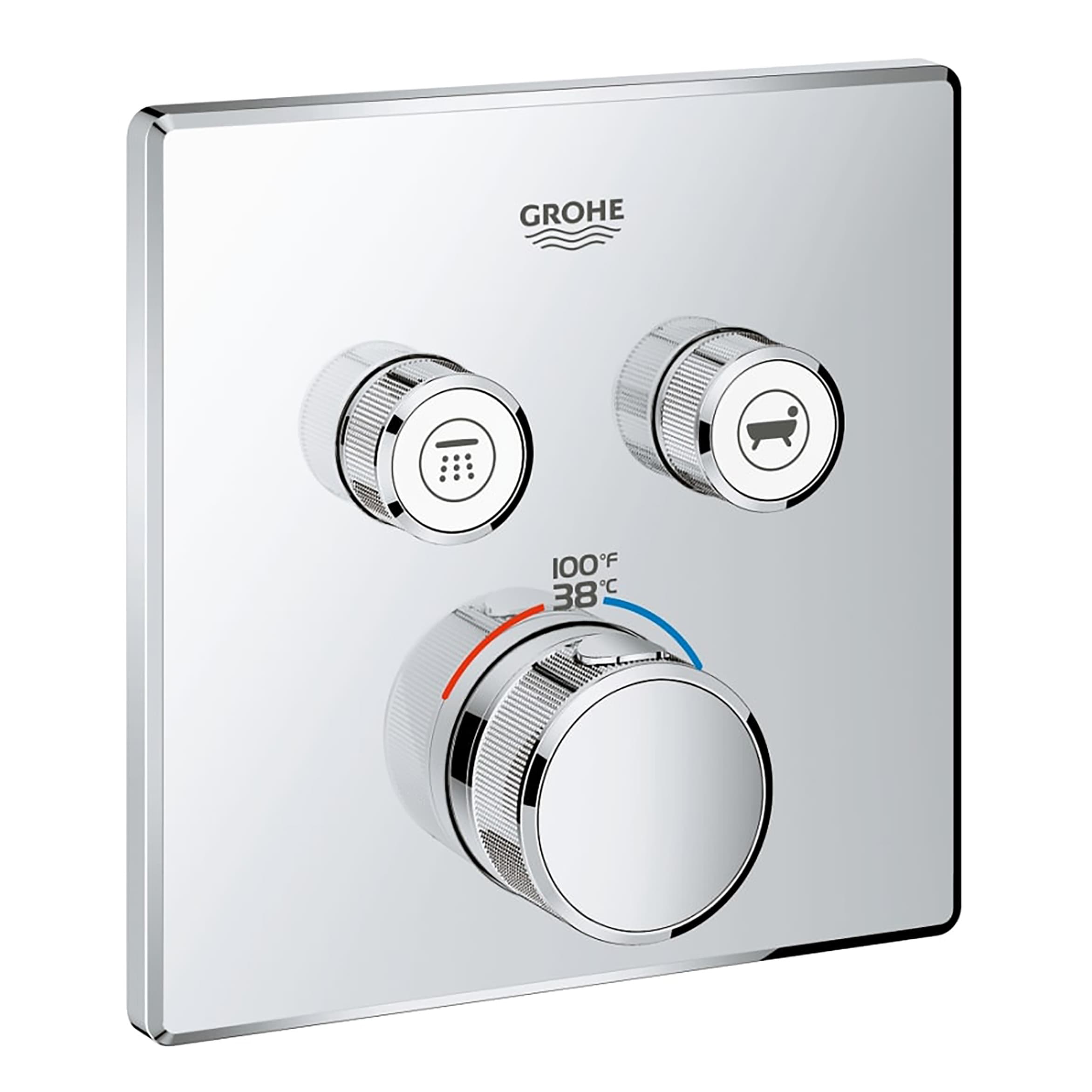 GROHE 29141000 Starlight Chrome 3-Handle Push-button Shower Faucet Handle