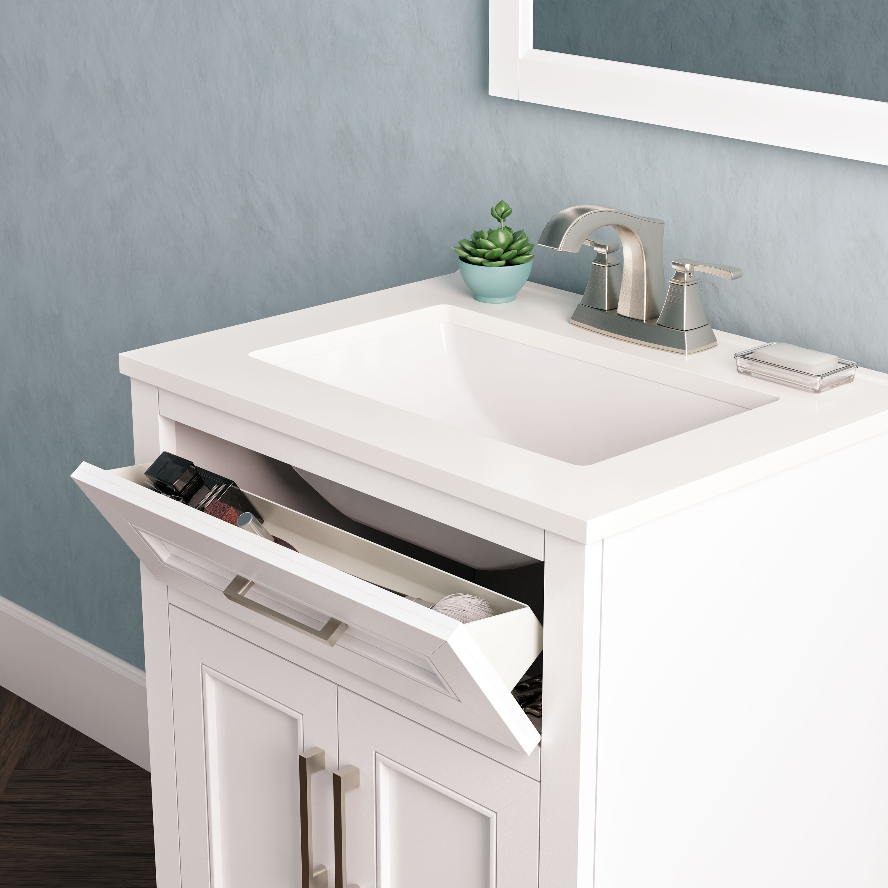 Style Selections Jeanette 24 In White Undermount Single Sink Bathroom   42045876 