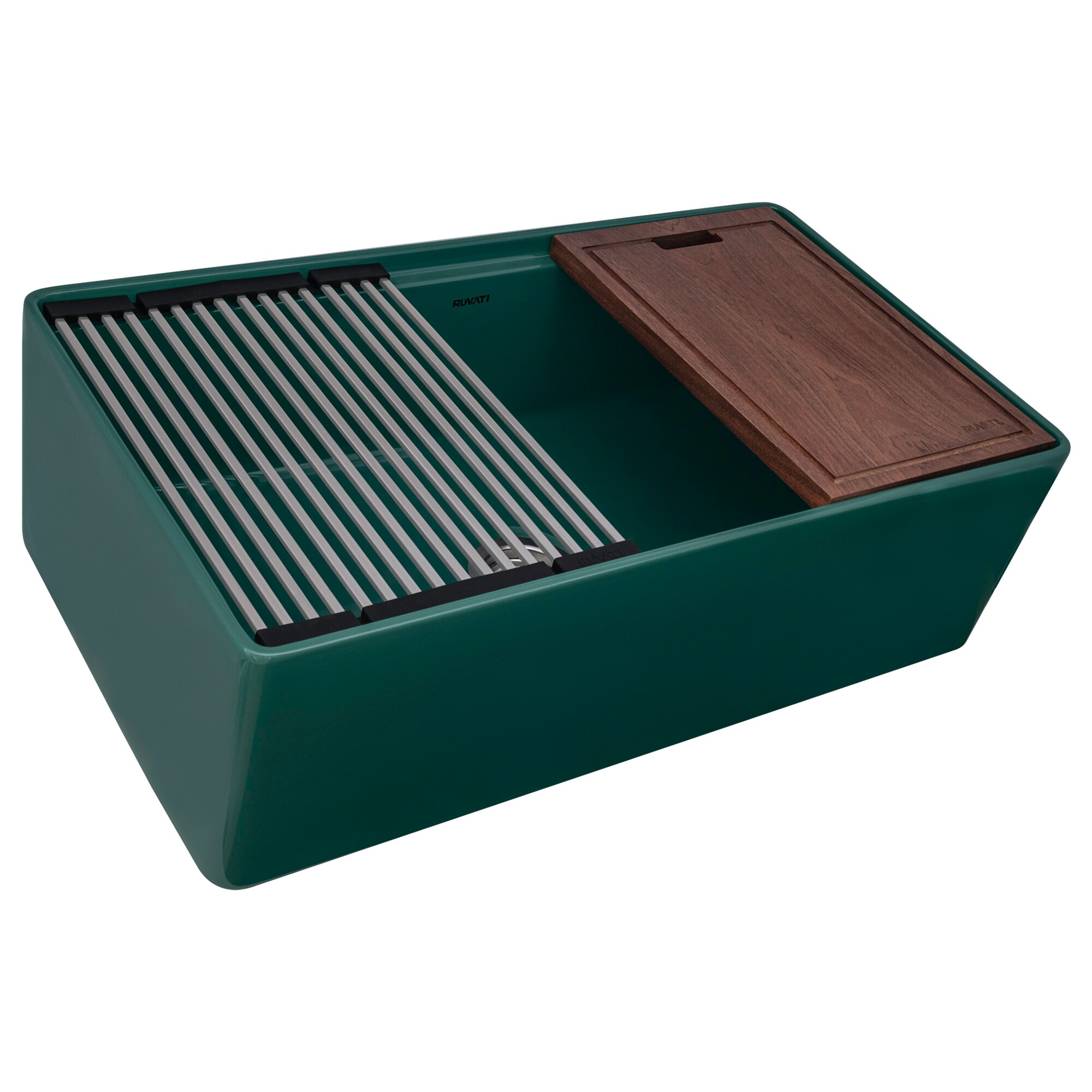 Ruvati Fiore Undermount 33-in x 18-in Fireclay Single bowl Workstation Kitchen Sink