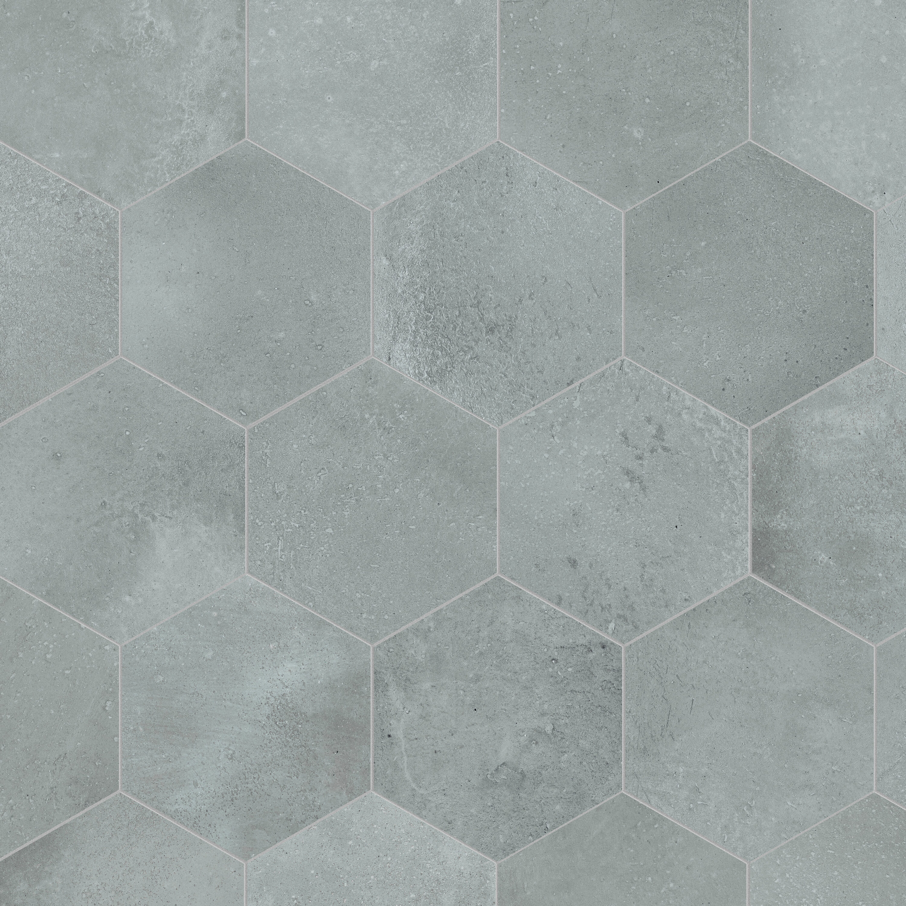 Affinity Tile Sample - Atlas Hex Grey 9-in x 10-in Matte Porcelain Cement look Hexagon Floor and Wall Tile