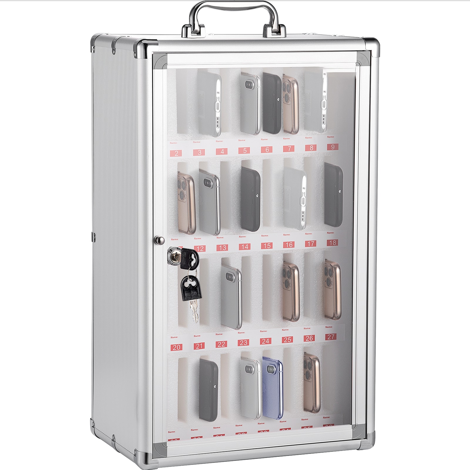 GIVIMO 36-Slot Cell Phone Storage Cabinet with Aluminum Alloy Wall-Mount Locker and 44-lb Capacity Pocket Chart featuring Key Lock and Handwritten Tags #LW038GIVSS099