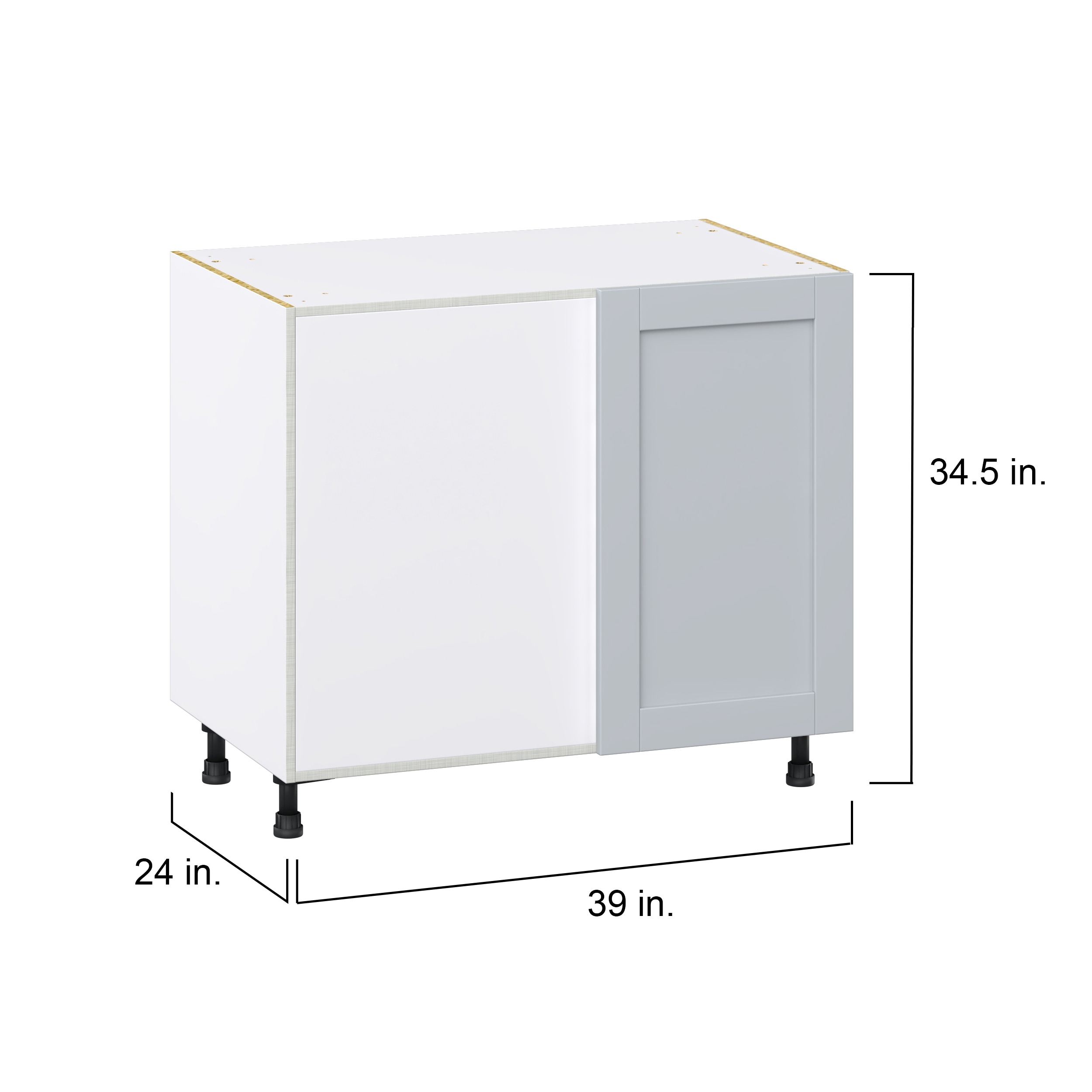 Hugo&Borg Charlesberg 39-in W x 34.5-in H x 25-in D Gray Blind Corner Base Fully Assembled Cabinet (Recessed Panel Shaker Style)