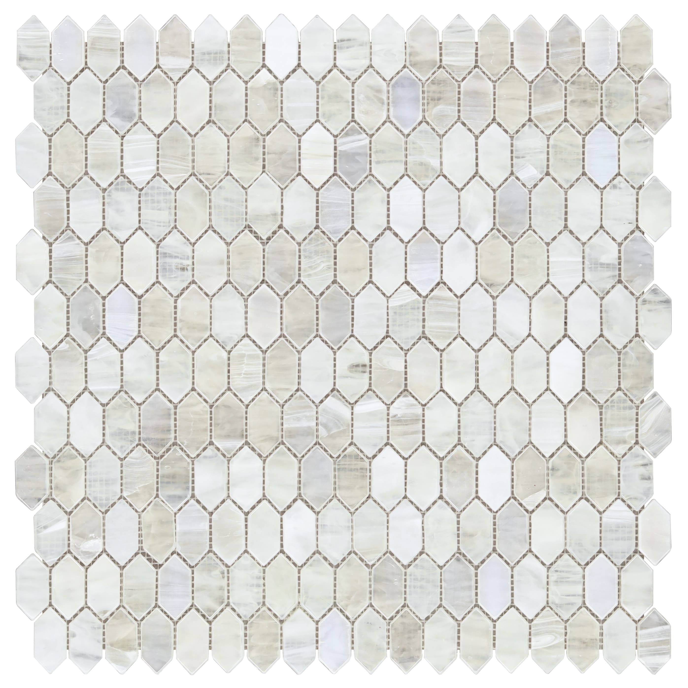 Artmore Tile EXT3RD108433 Sample - Shimmer Iridescent Mist 4-in x 4-in Polished Glass Patterned Hexagon Floor and Wall Tile
