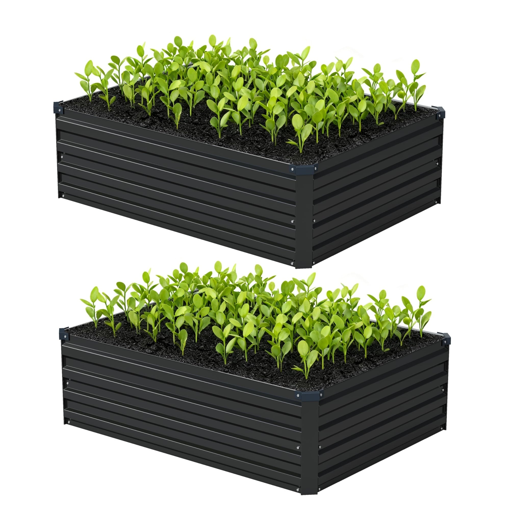 Adrinfly 2 Pack Galvanized Raised Garden Bed 6 x 1 Point 5 x 1 ft Outdoor Metal Planter Box Kit for Vegetables Flowers Herbs Silver Open Bottom #L05AD09009