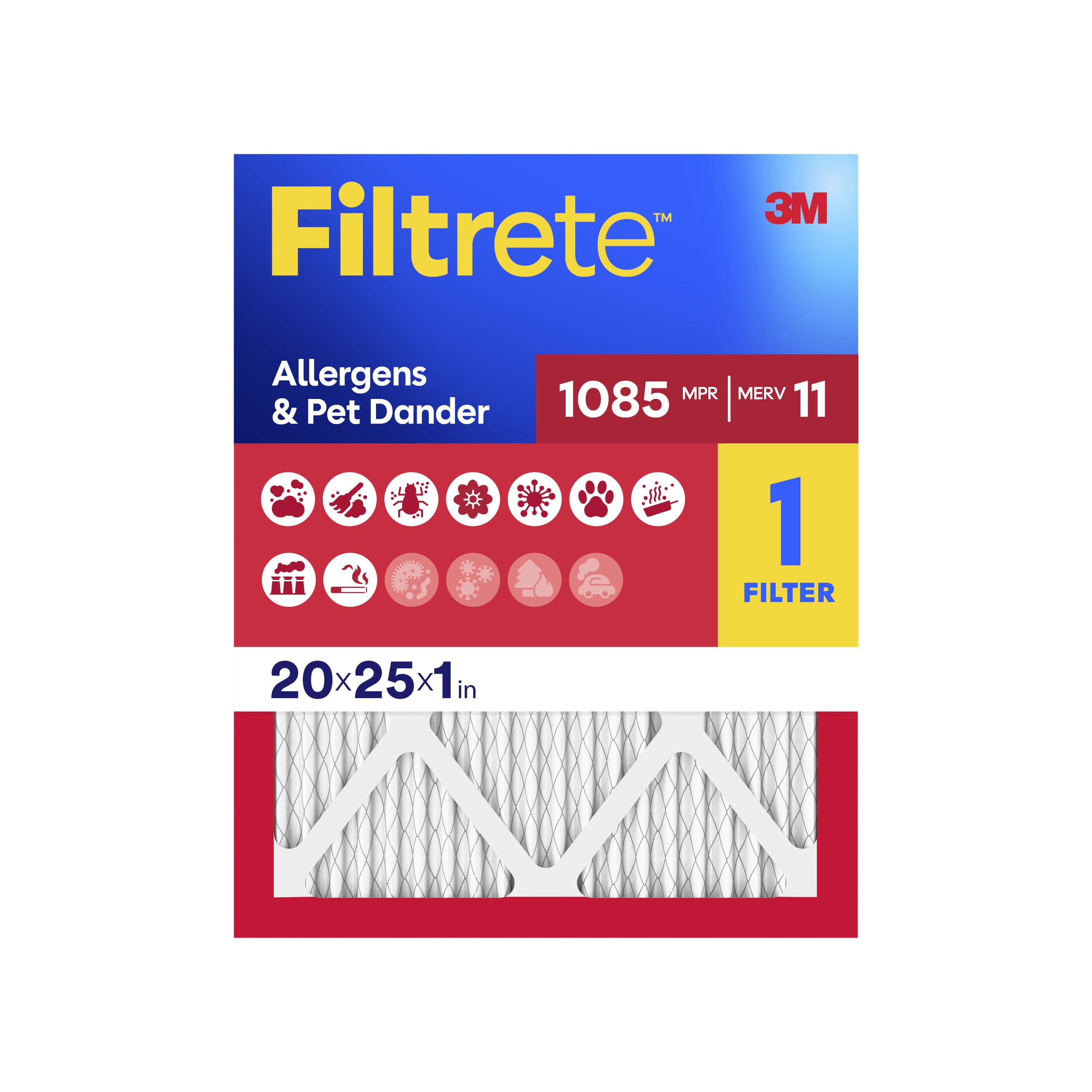 Filtrete 20 x 25 x 1 MERV 11 1085 MPR Allergen Defense Extra Electrostatic Pleated Air Filter