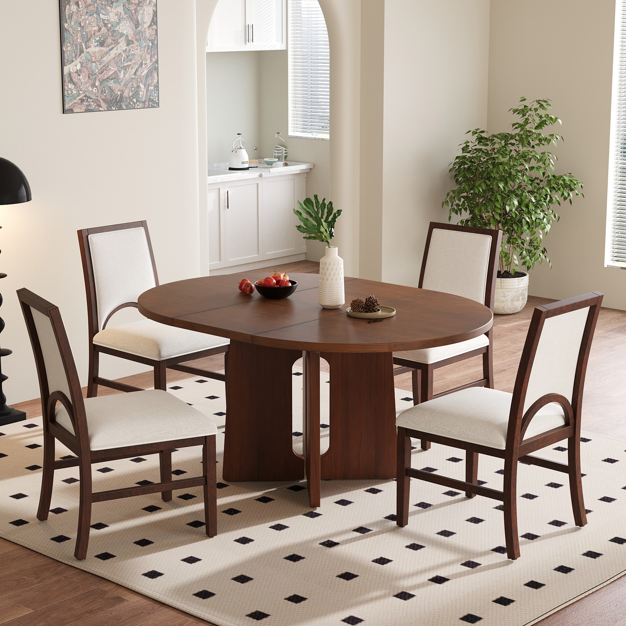 ModernLuxe Assembly Required Solid Wood Round Dining Table Set For 4 ...
