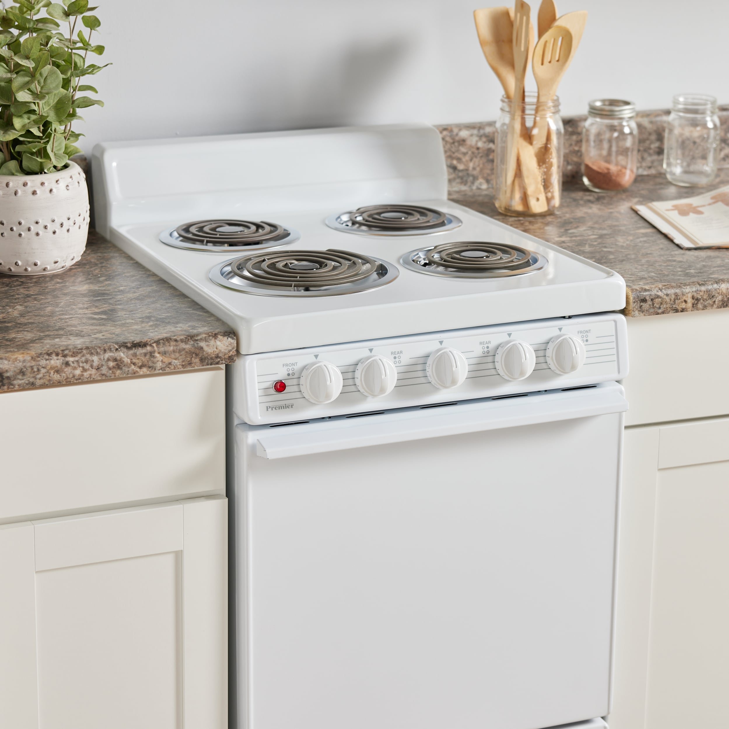 Premier 20 in. 2.4 cu. ft. Oven Freestanding Electric Range with 5 Coil  Burners - White