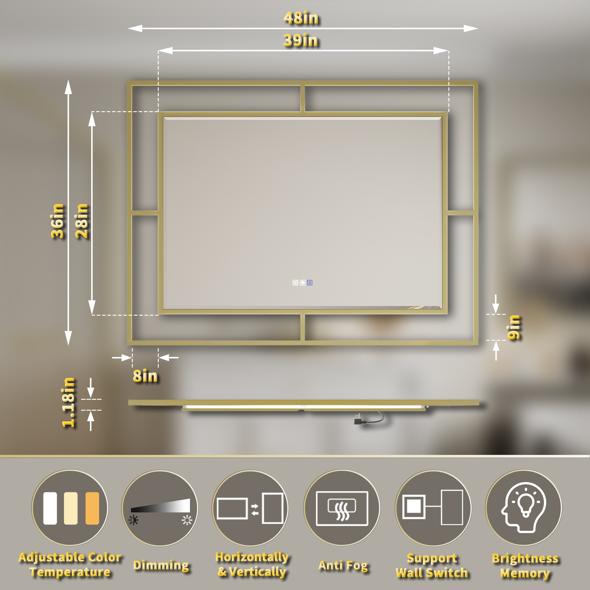 ExBrite EXBM4836V10GXX Framed-Bath-Mirrors - View #2