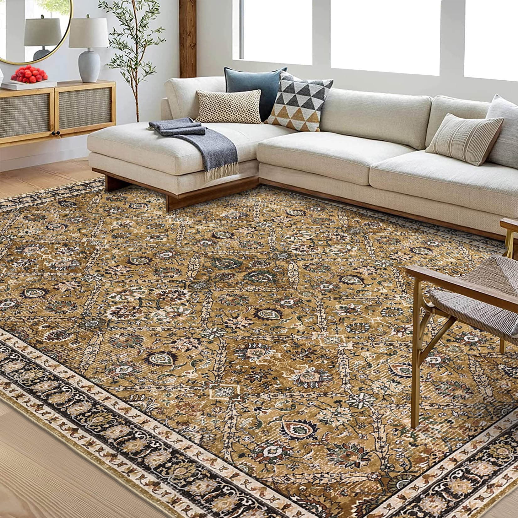 Garvee YXY-LO-PHO-155V1PT9 8 x 10 (ft) Loomed Brown Rectangular Indoor Geometric Moroccan Machine washable Pet Friendly Area rug