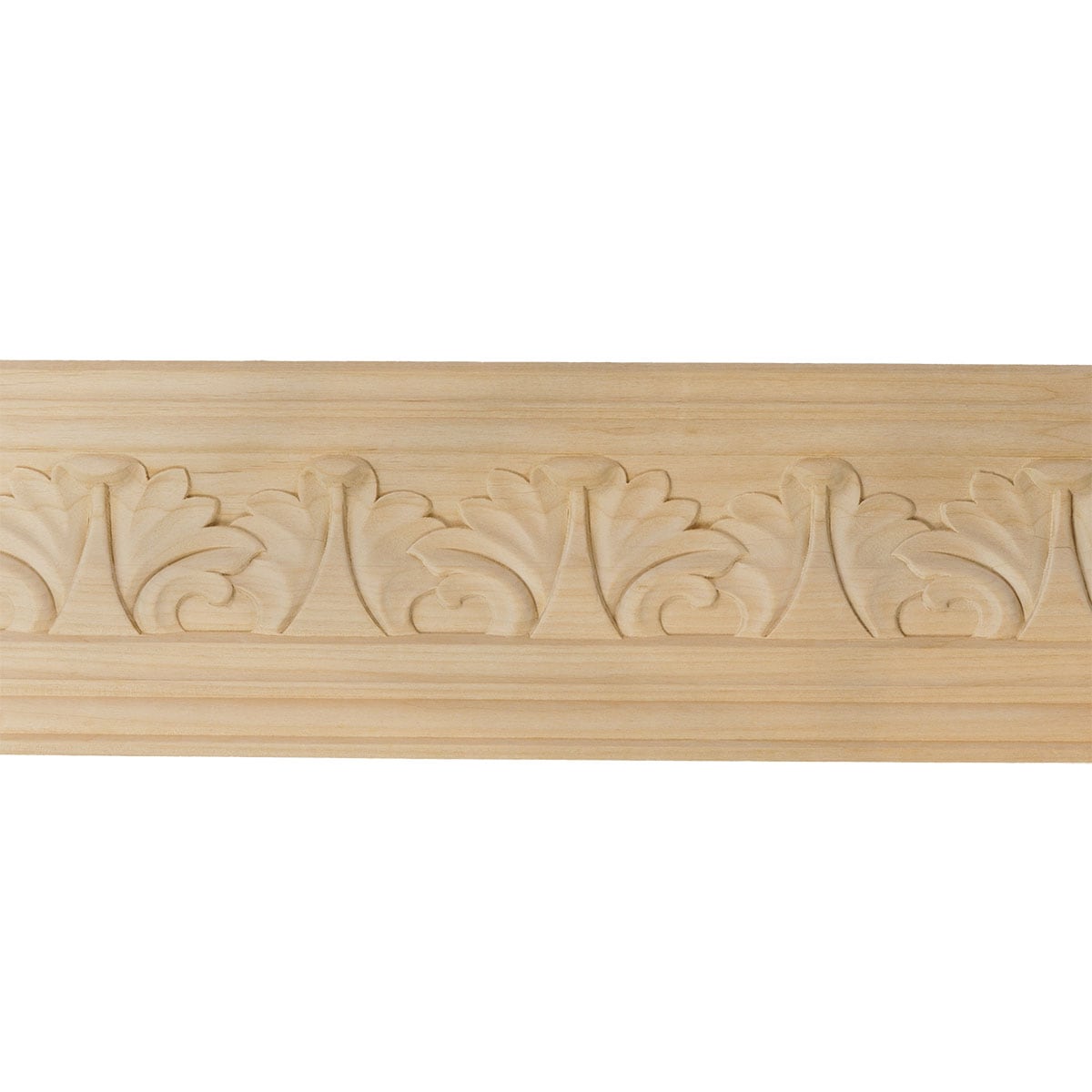 Ekena Millwork 686674 Acanthus Leaf Carved Wood 3-1/4-in x 7-ft 10-1/2-in Cherry Unfinished Wood 686674 Crown Moulding 12 -Pack
