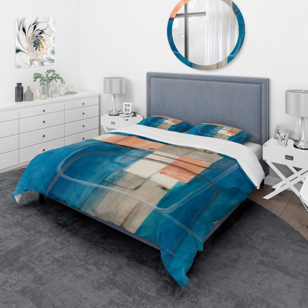 Designart BED30045-T 3 -Piece Blue Twin Duvet cover Set