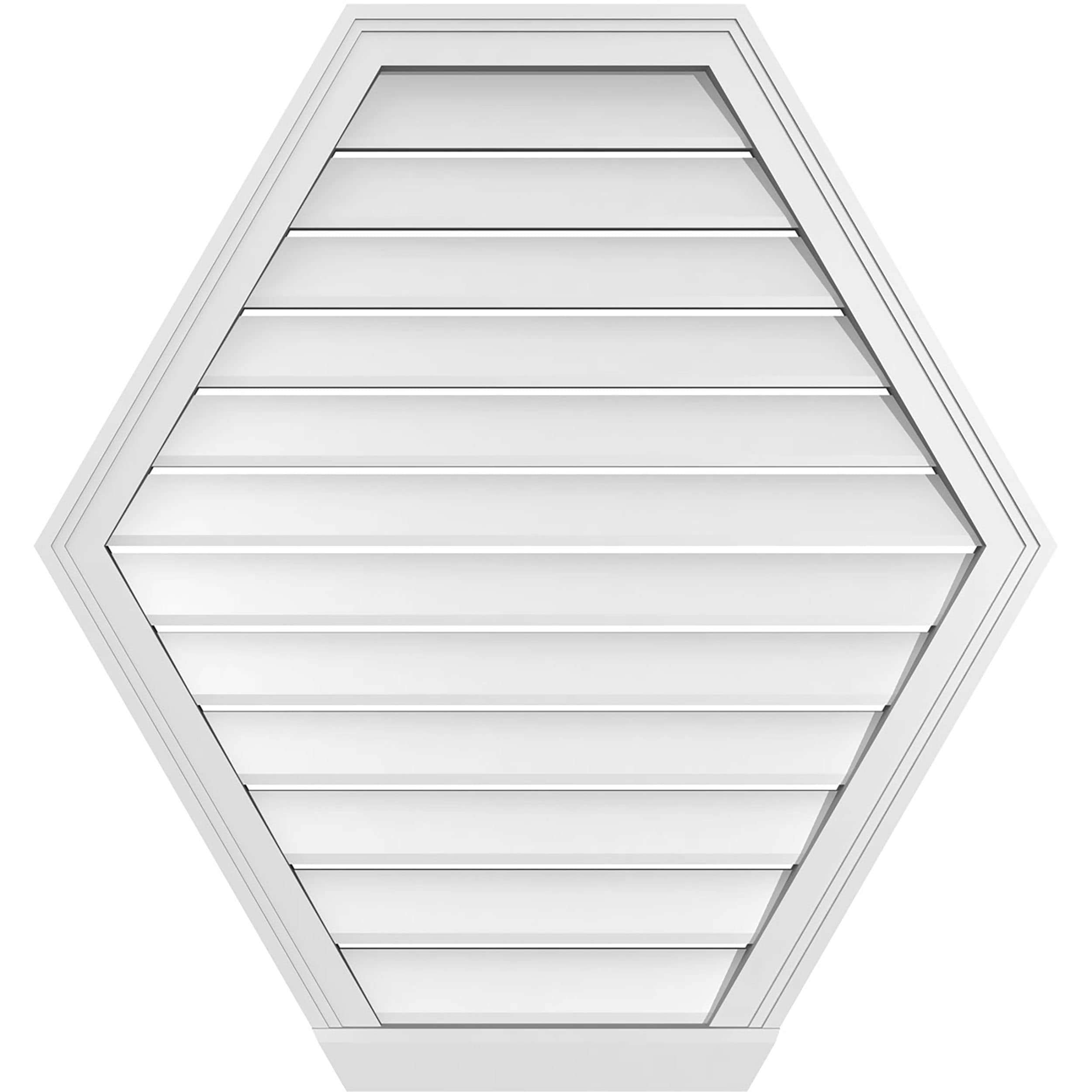 Ekena Millwork GVPHP34X3603SF 34-Inches x 36-Inches Off-white Peaked PVC Gable Louver Vent
