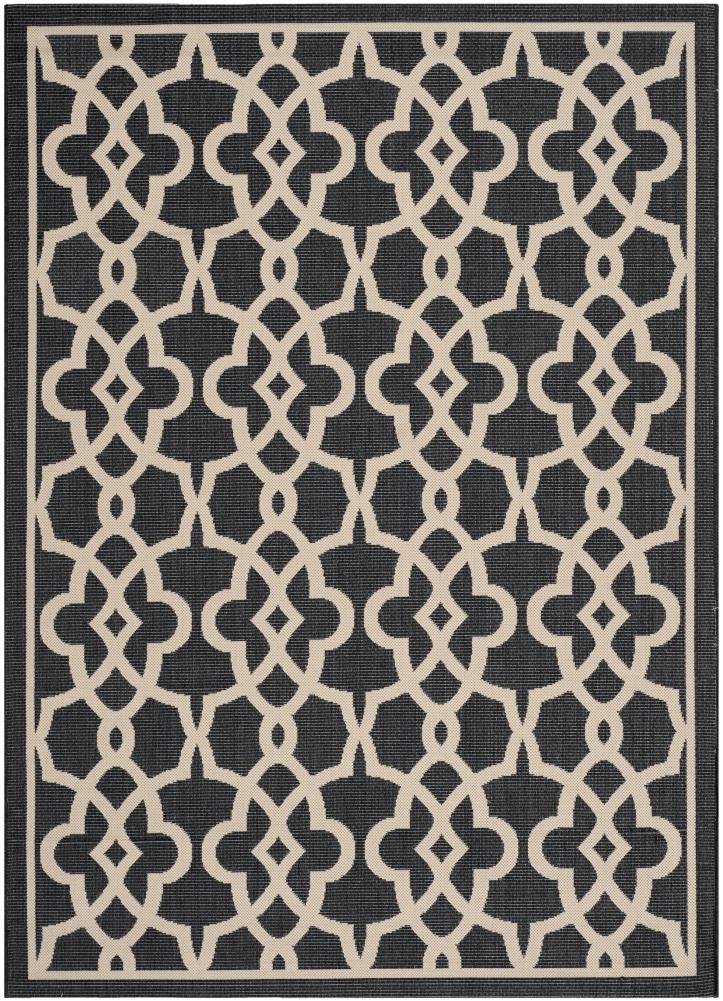 Safavieh CY6071-266-6 Courtyard Lonoa 7 x 10 (ft) Loomed Polypropylene Black/Beige Rectangular Indoor/Outdoor Abstract Coastal Area rug