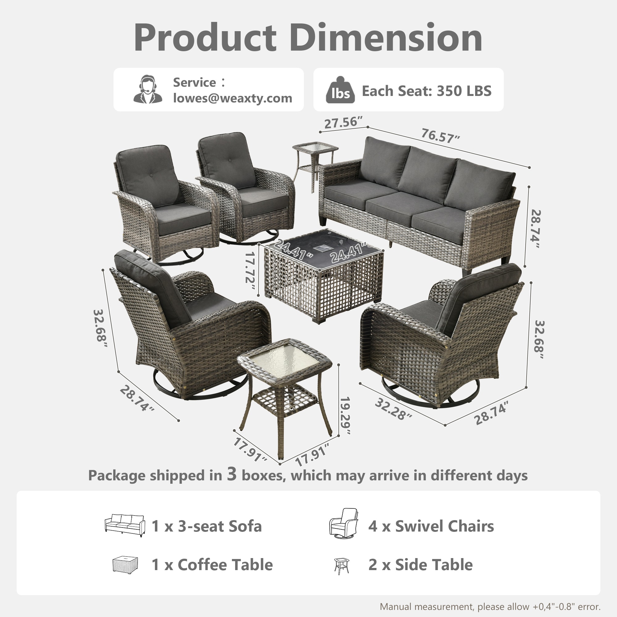 weaxty HMBYZGNCNGRS108S1 Patio-Conversation-Sets - View #7