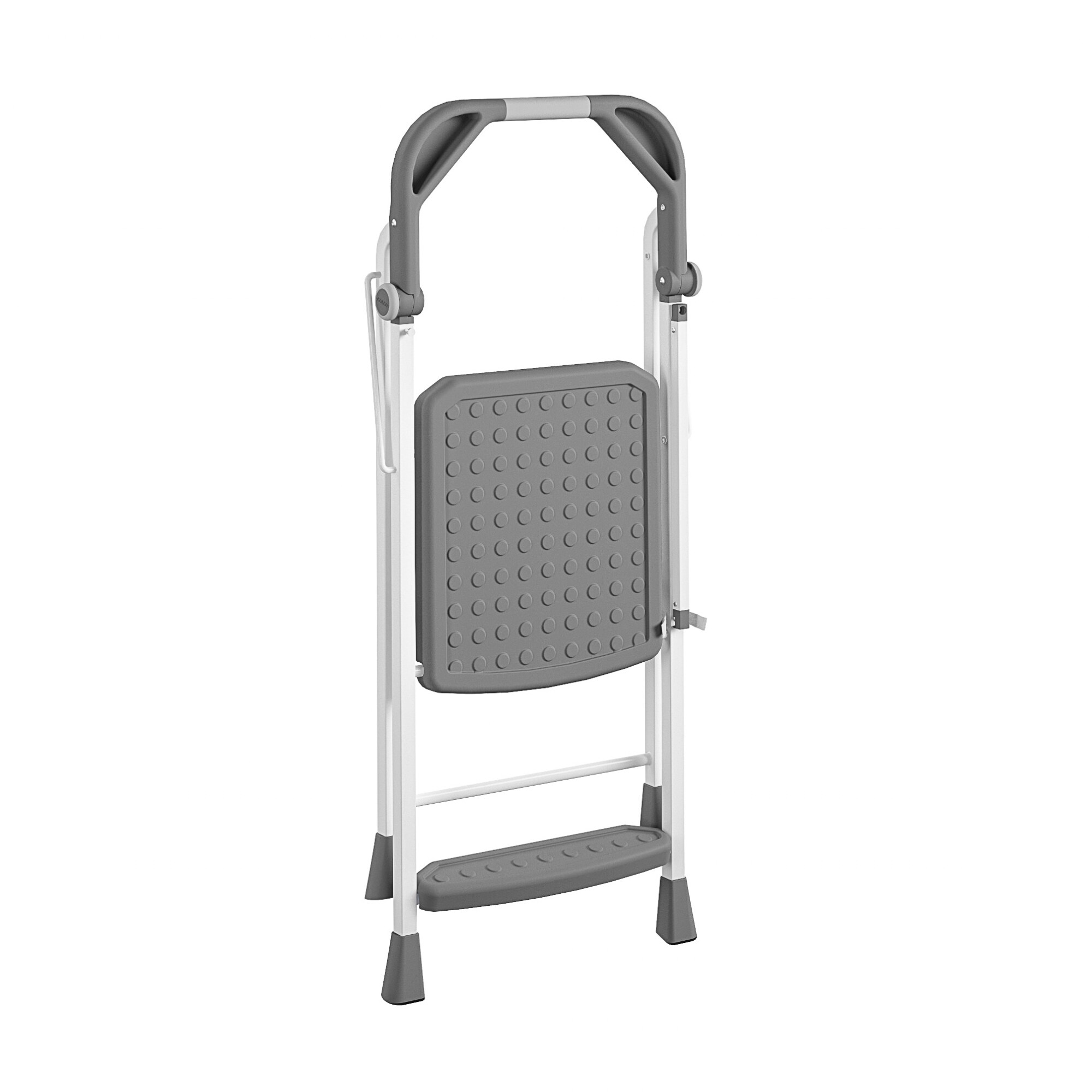 COSCO 2-Step White and Grey Foldable Steel Step Stool