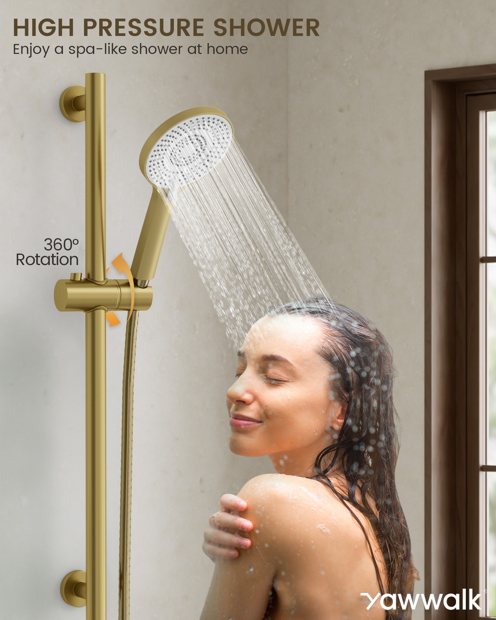 YAWWALK Y11W36-BG Showerhead-Bar-Panels - View #6