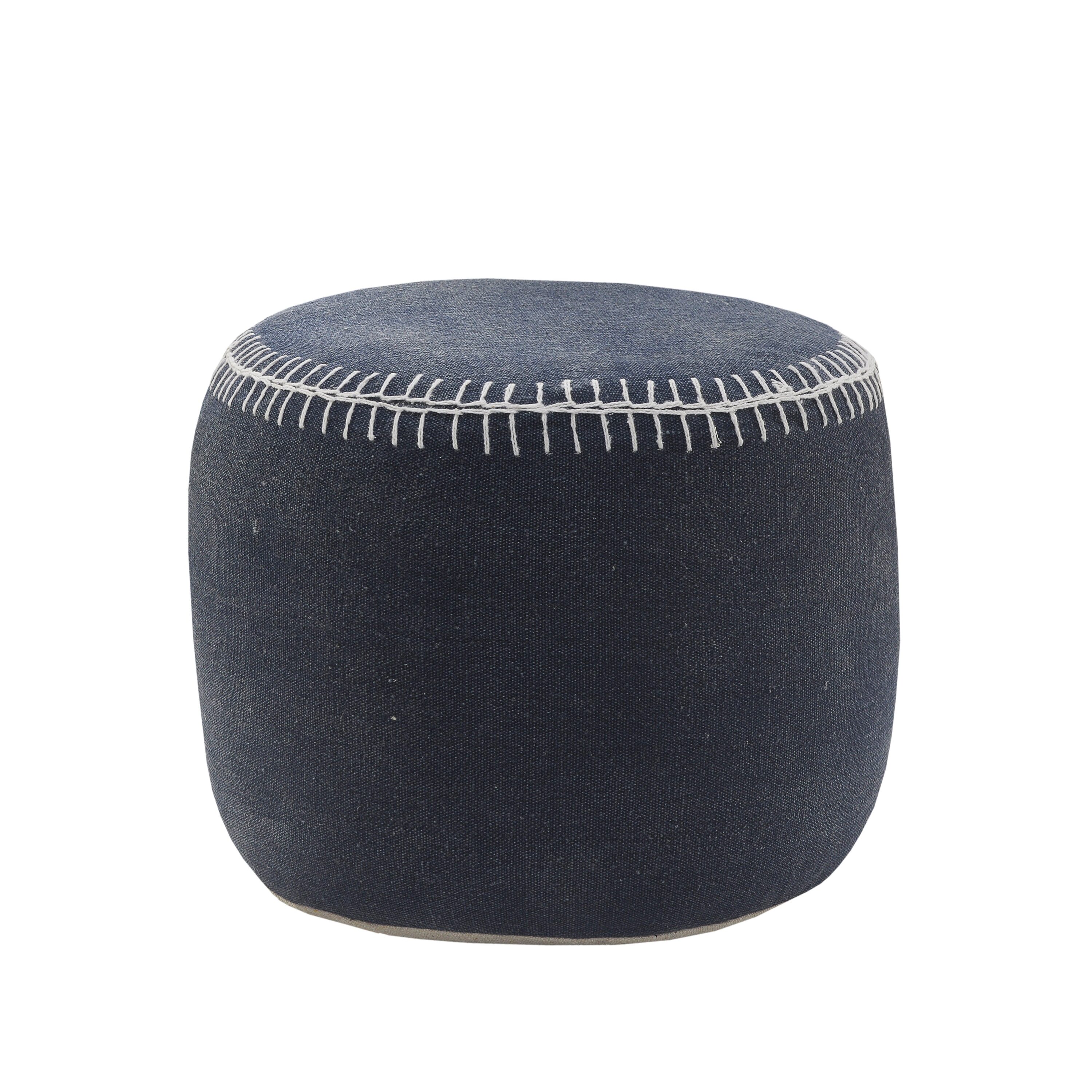 LR Home 1829A0084934J8 Coastal Navy/White Pouf Ottoman