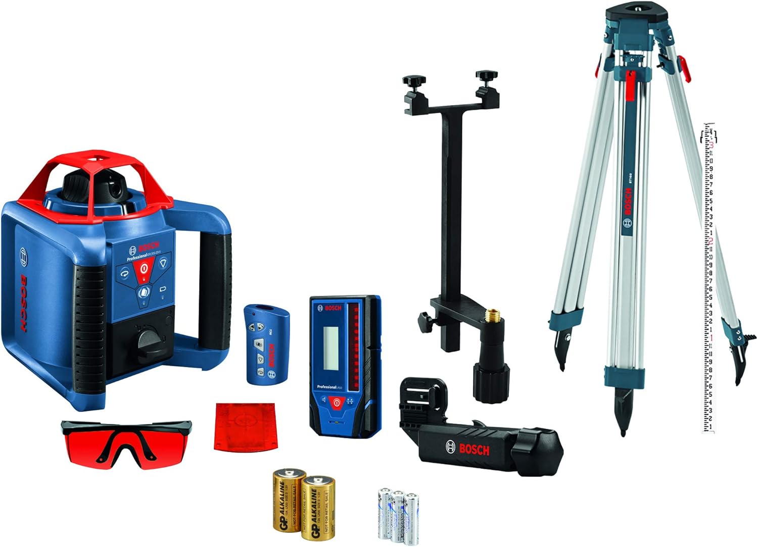 Bosch GRL900-20HVK REVOLVE Self-Leveling Horizontal/Vertical Rotary Laser Kit Includes Tripod Grade Rod Receiver 2 D Batteries Carrying Case + Accessories #GRL900-20HVK
