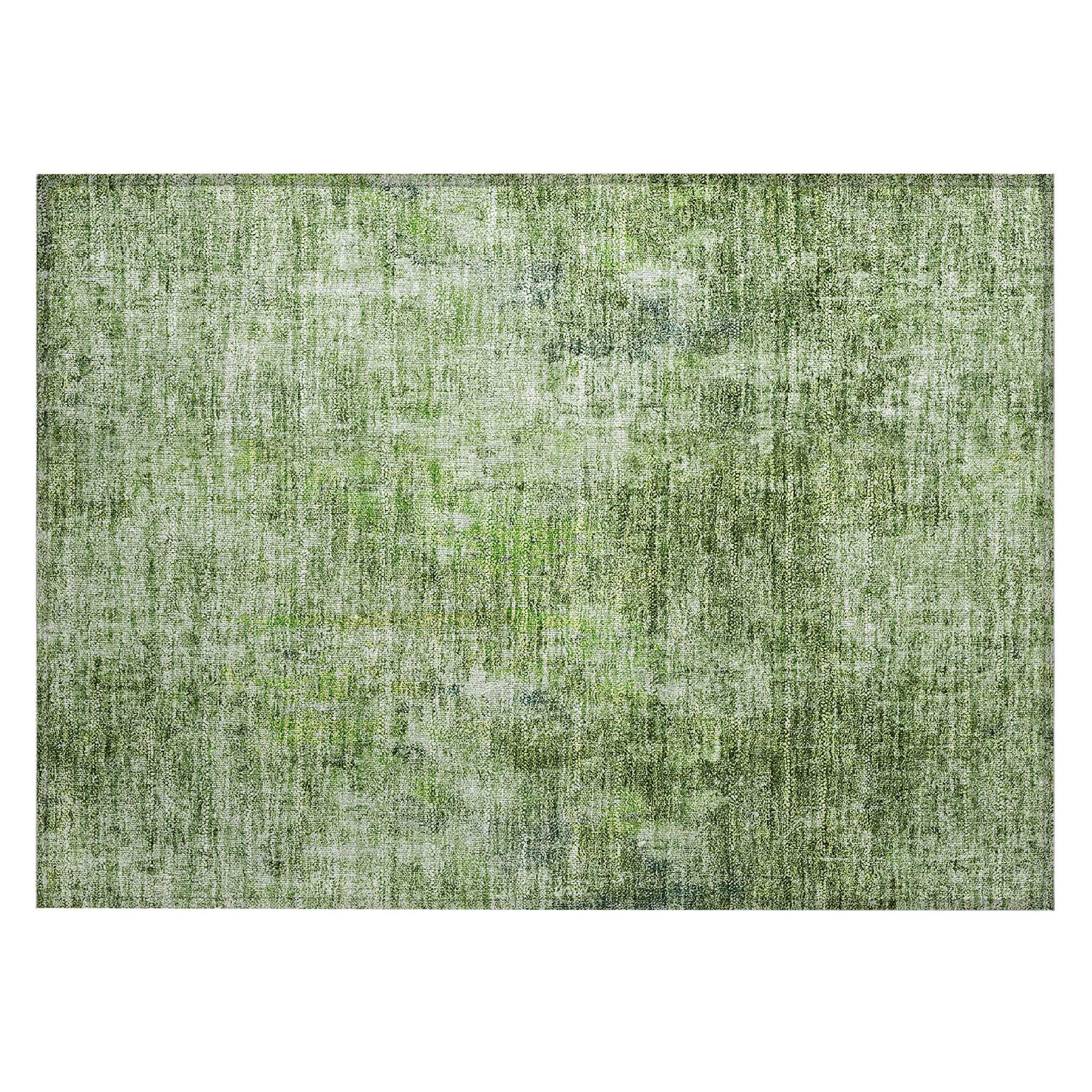 Olive Green Synthetic Flat Woven Reversible Rug 1'8" x 2'6"