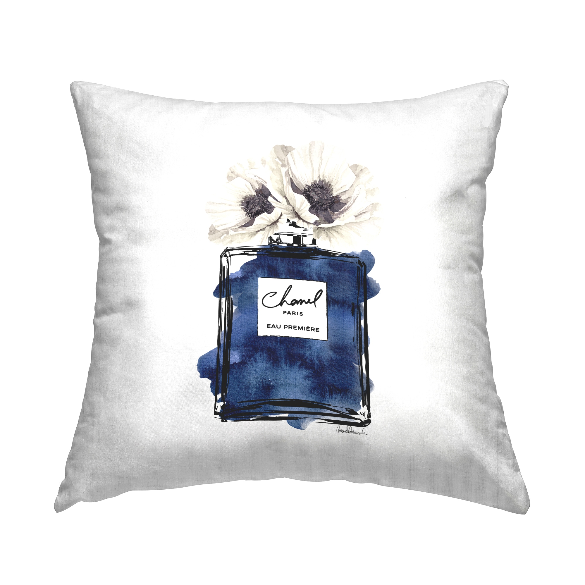 Stupell Industries PLC-152-SQW-18X18 18-in x 18-in Blue Square Indoor Decorative Pillow